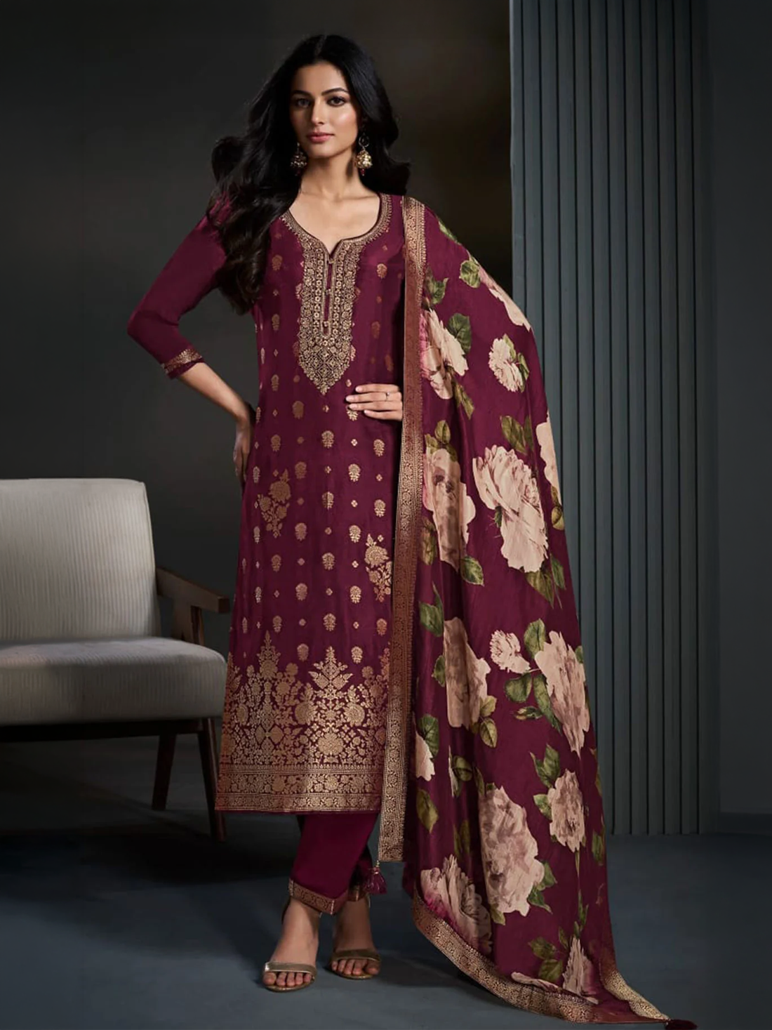 Vidhya Silk Straight-Cut Suit
