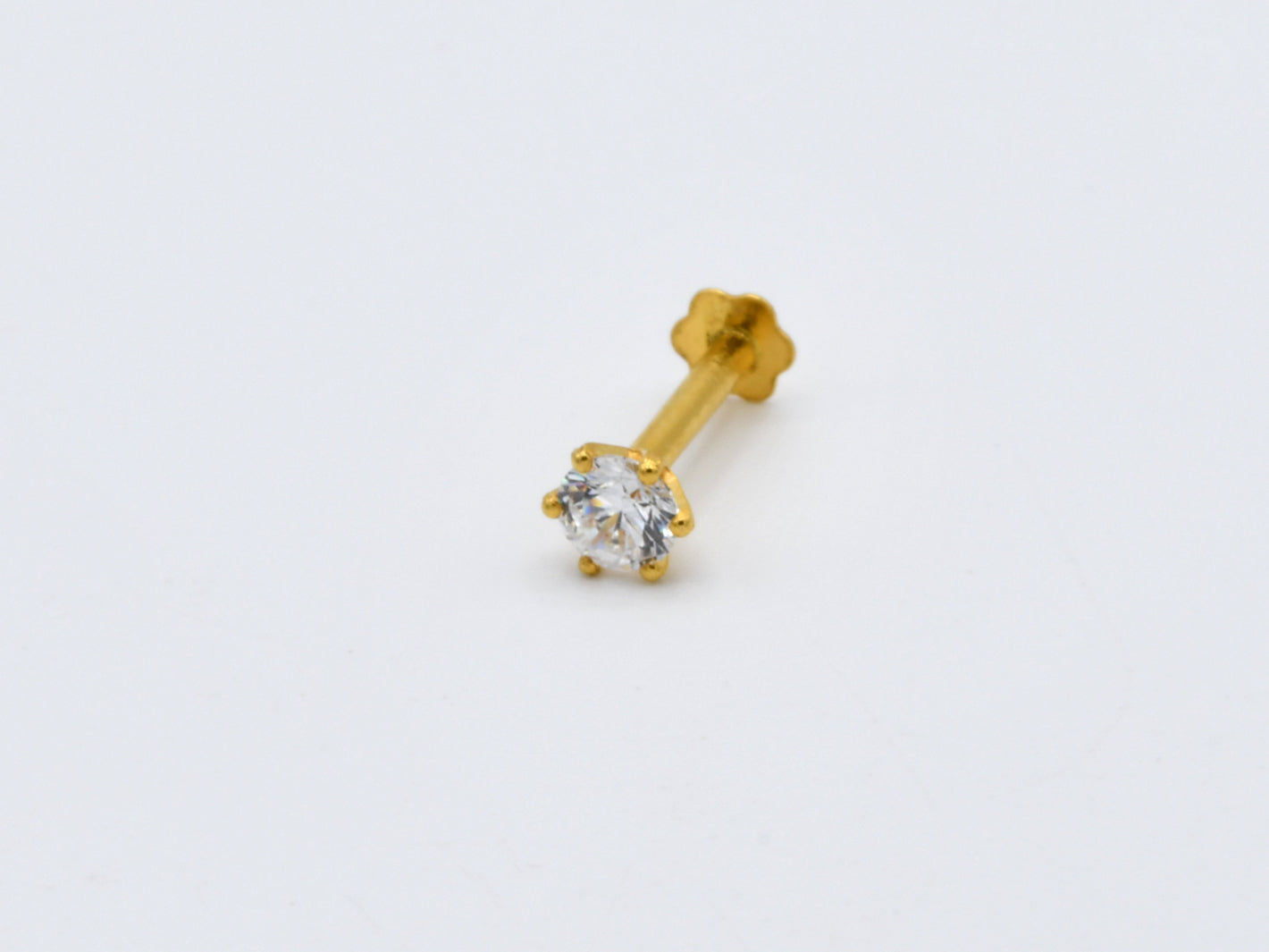 22ct Gold CZ Nose Pin - 2.5 mm