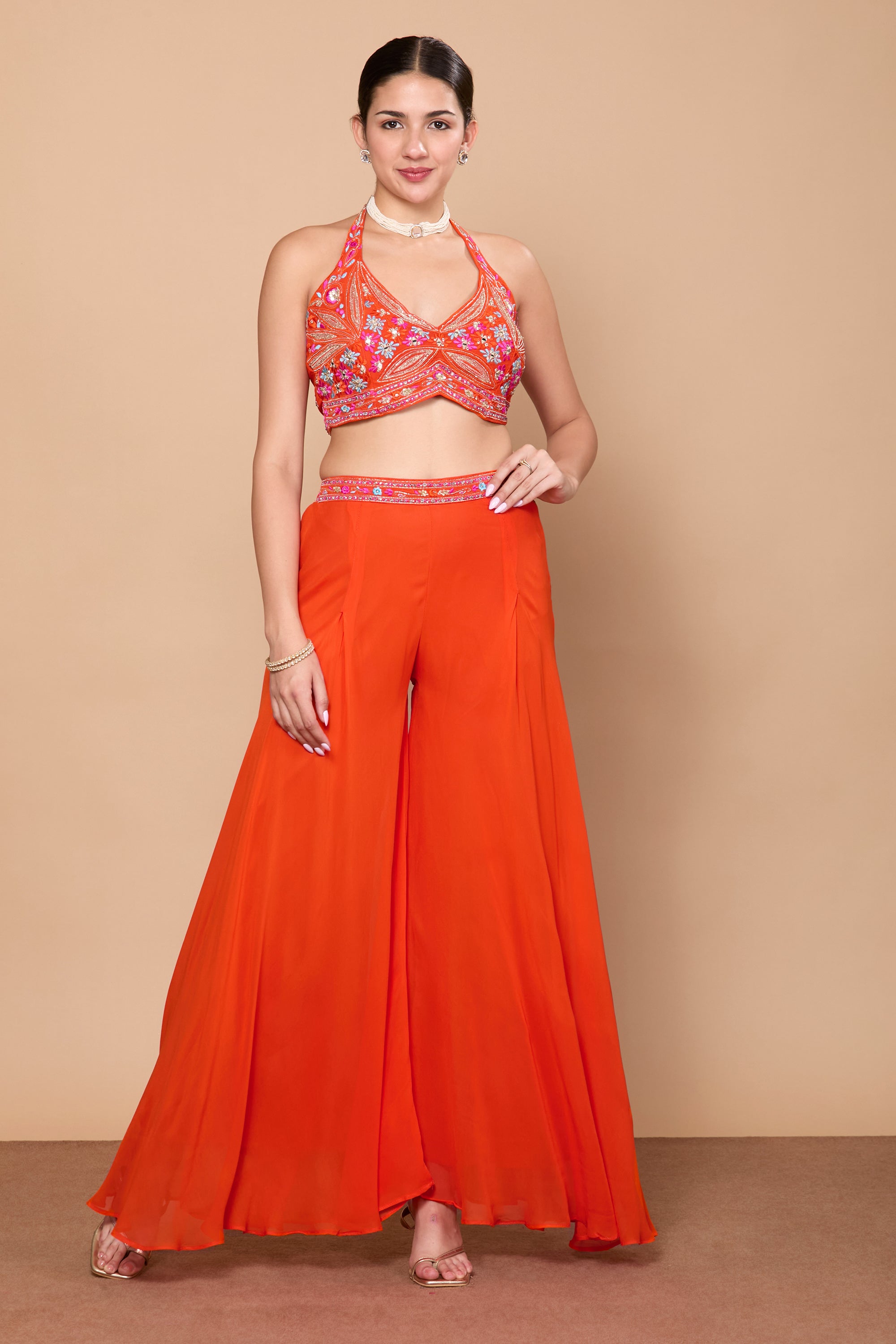 Eshita Crop Top Plazzo With Jacket