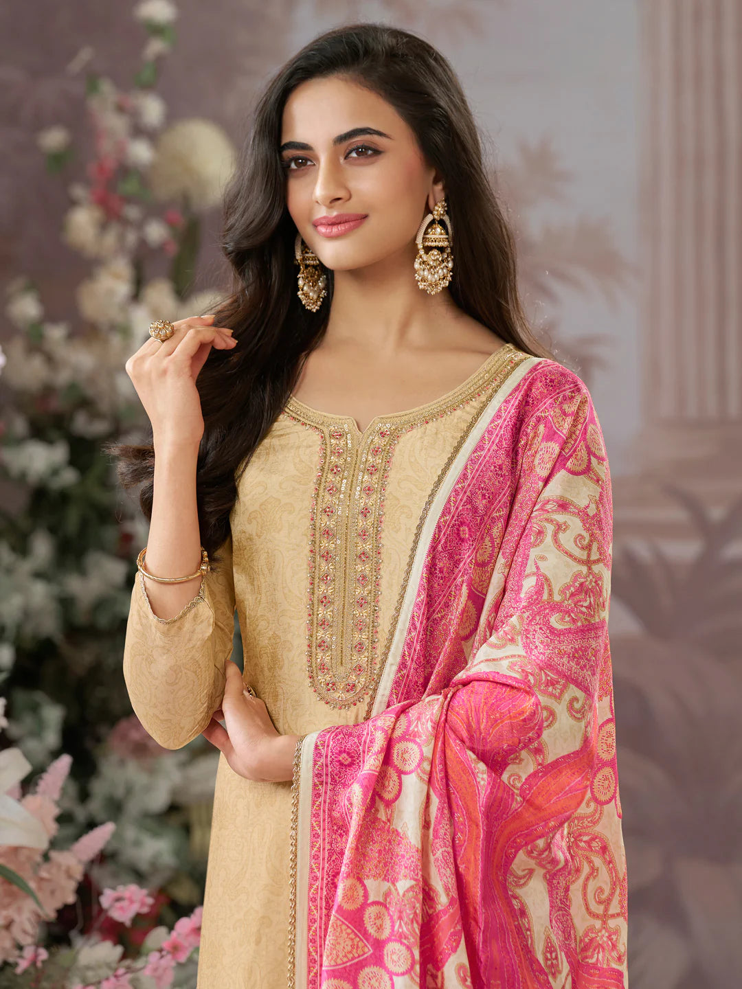 Silk Printed Straight Kamiz & Pant L/S 38X46,50