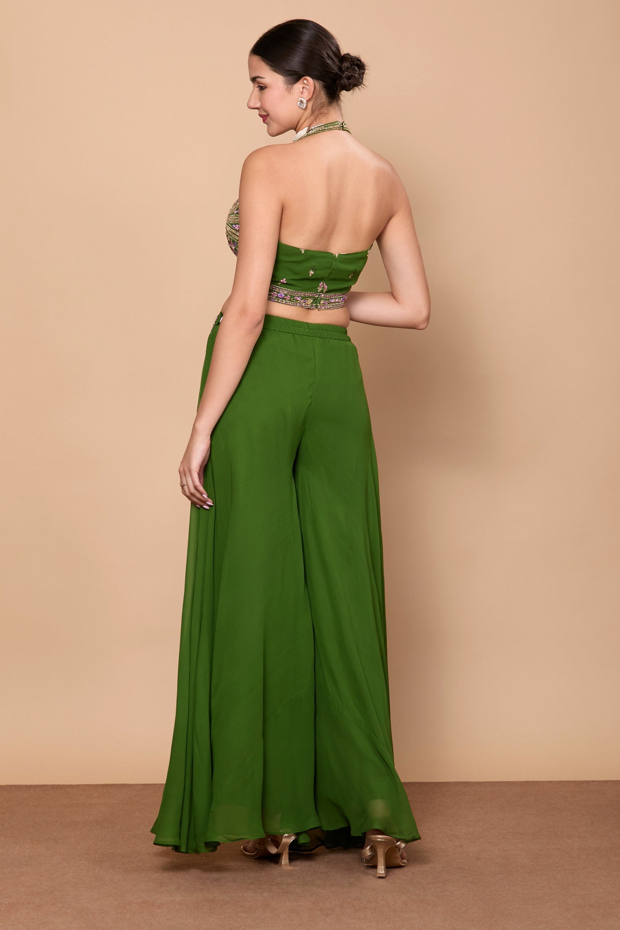 Eshita Crop Top Plazzo With Jacket