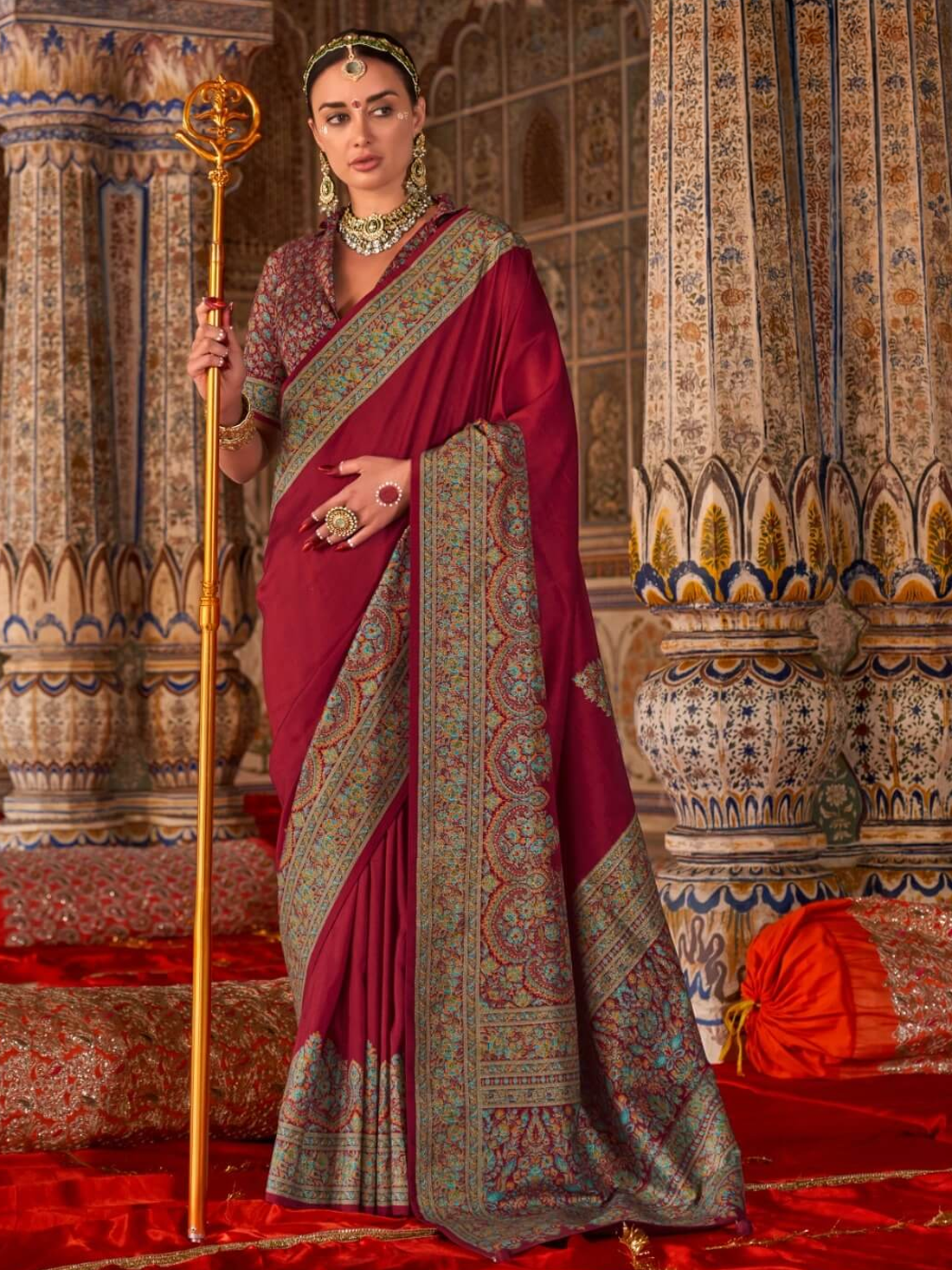 Tanishka Silk Printed Saree - Cherry