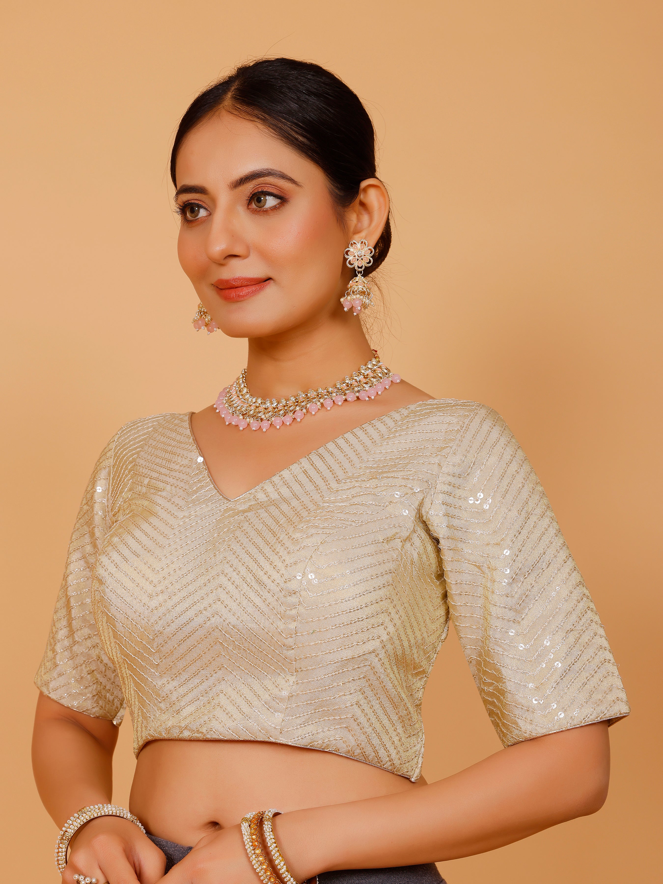 Net Sequin Work Blouse