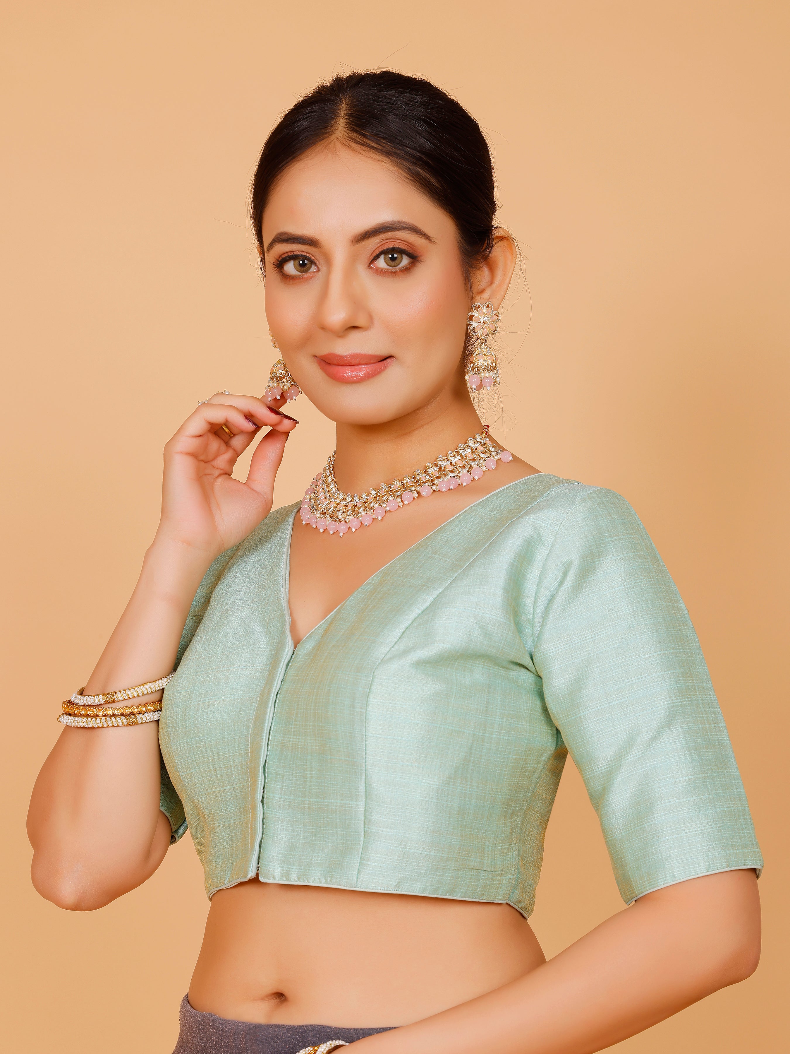 Ladies Silk Plain Blouse