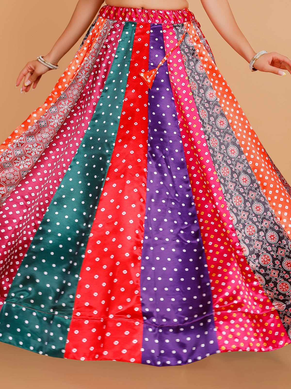 Vidhi Silk Multi-Print Skirt