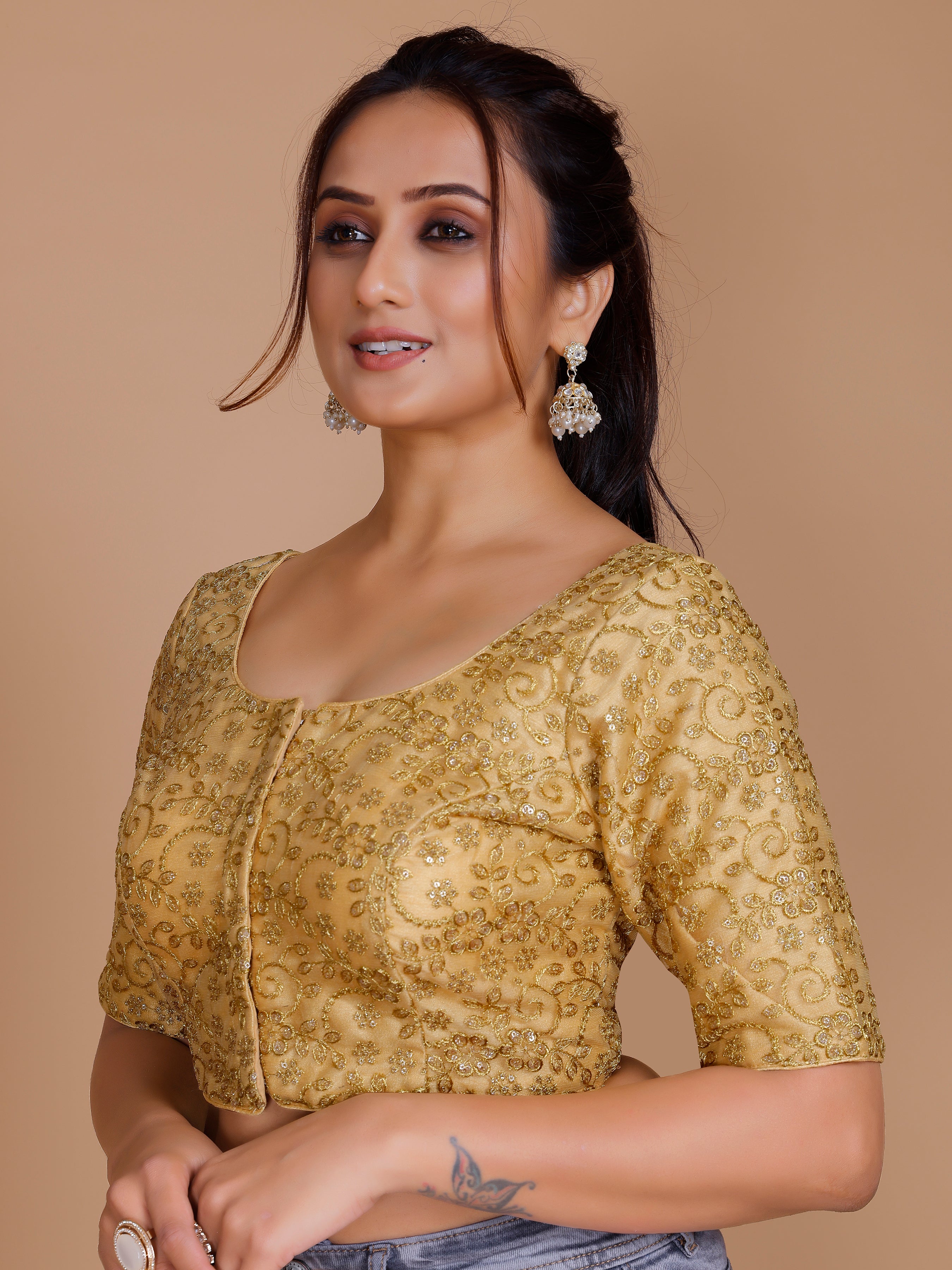 Net Embroidered Tiki Work Blouse