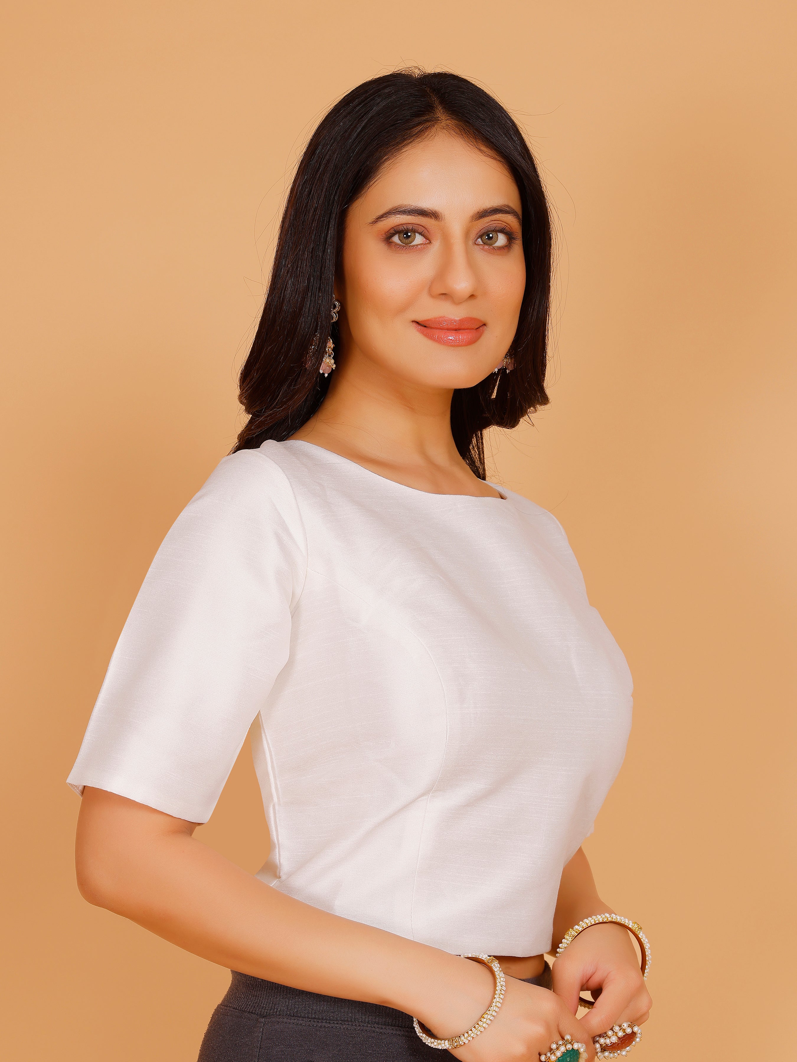 Ladies Dupion Silk Crop Top Blouse