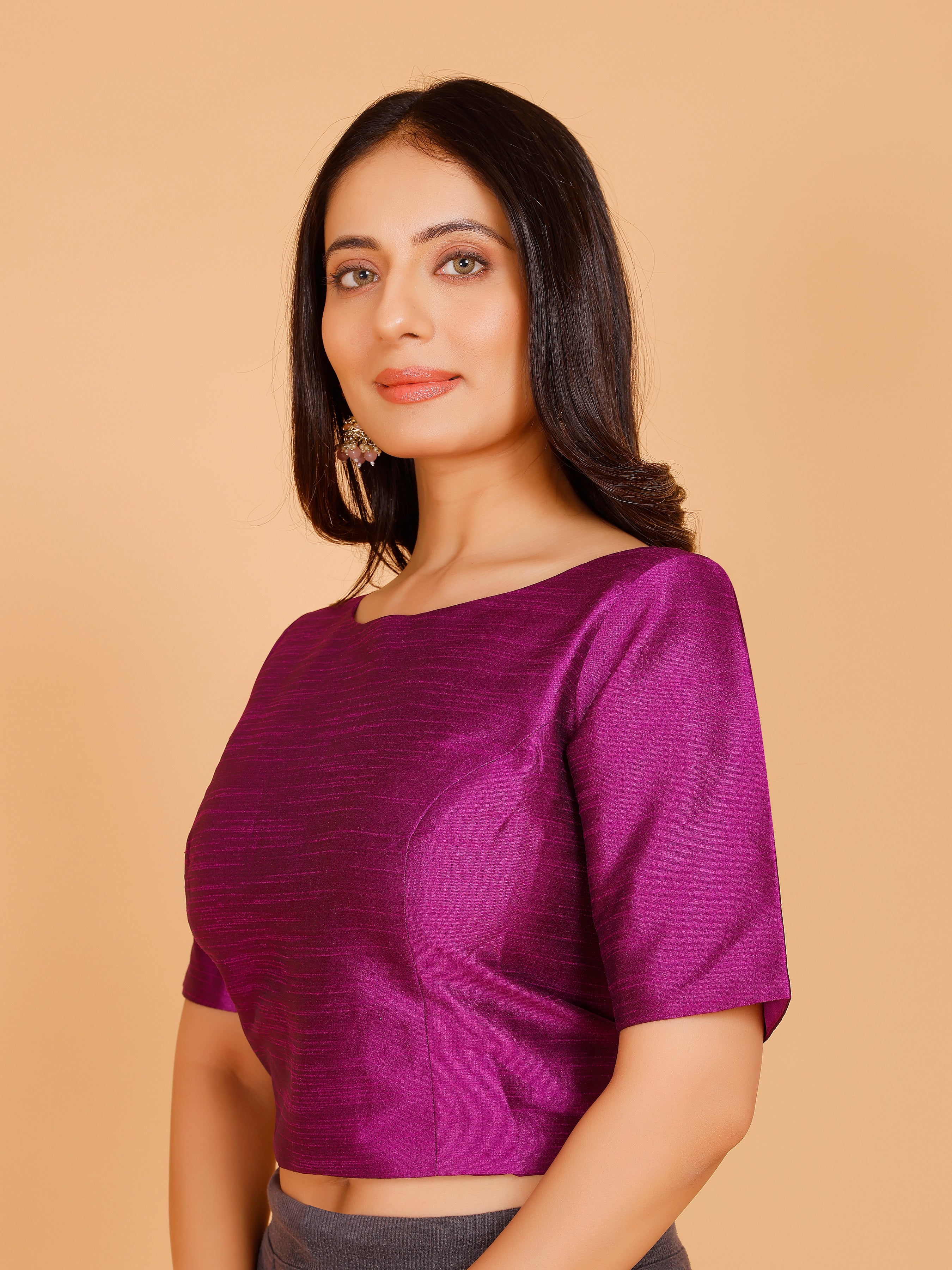 Ladies Dupion Silk Crop Top Blouse