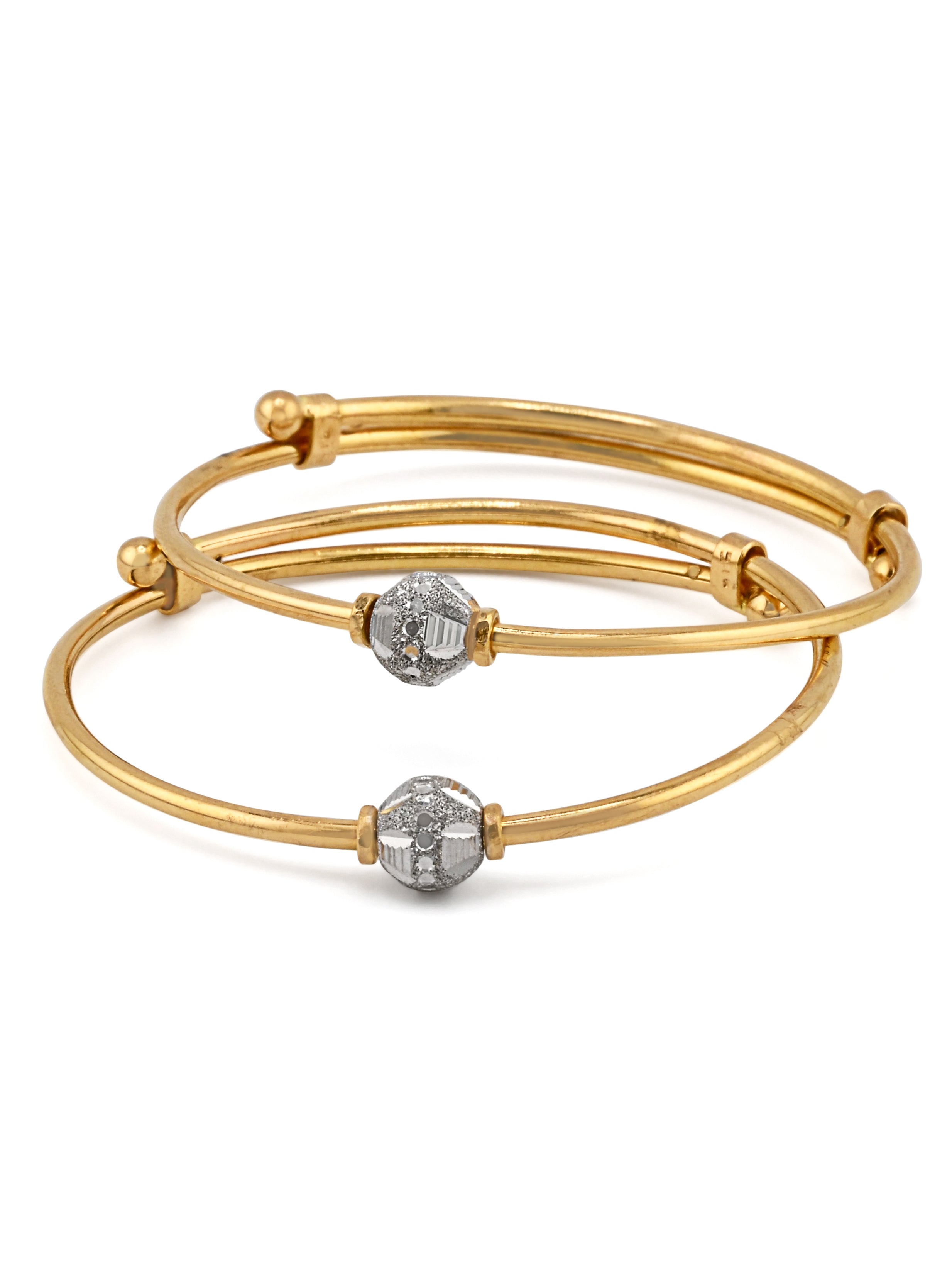 22ct Gold Two Tone Adjustable Pair Baby Bangle