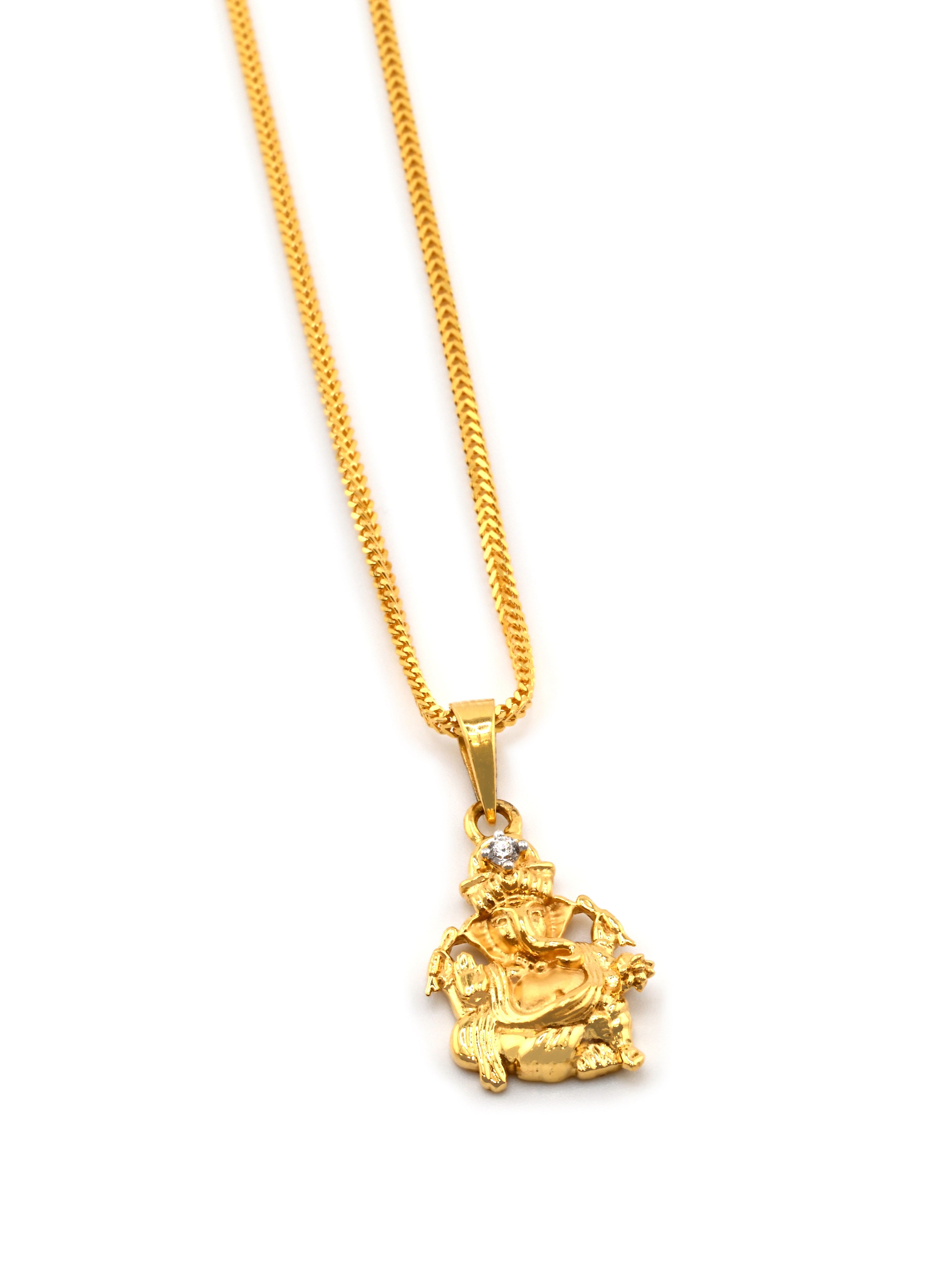 22ct Gold CZ Ganesh Pendant