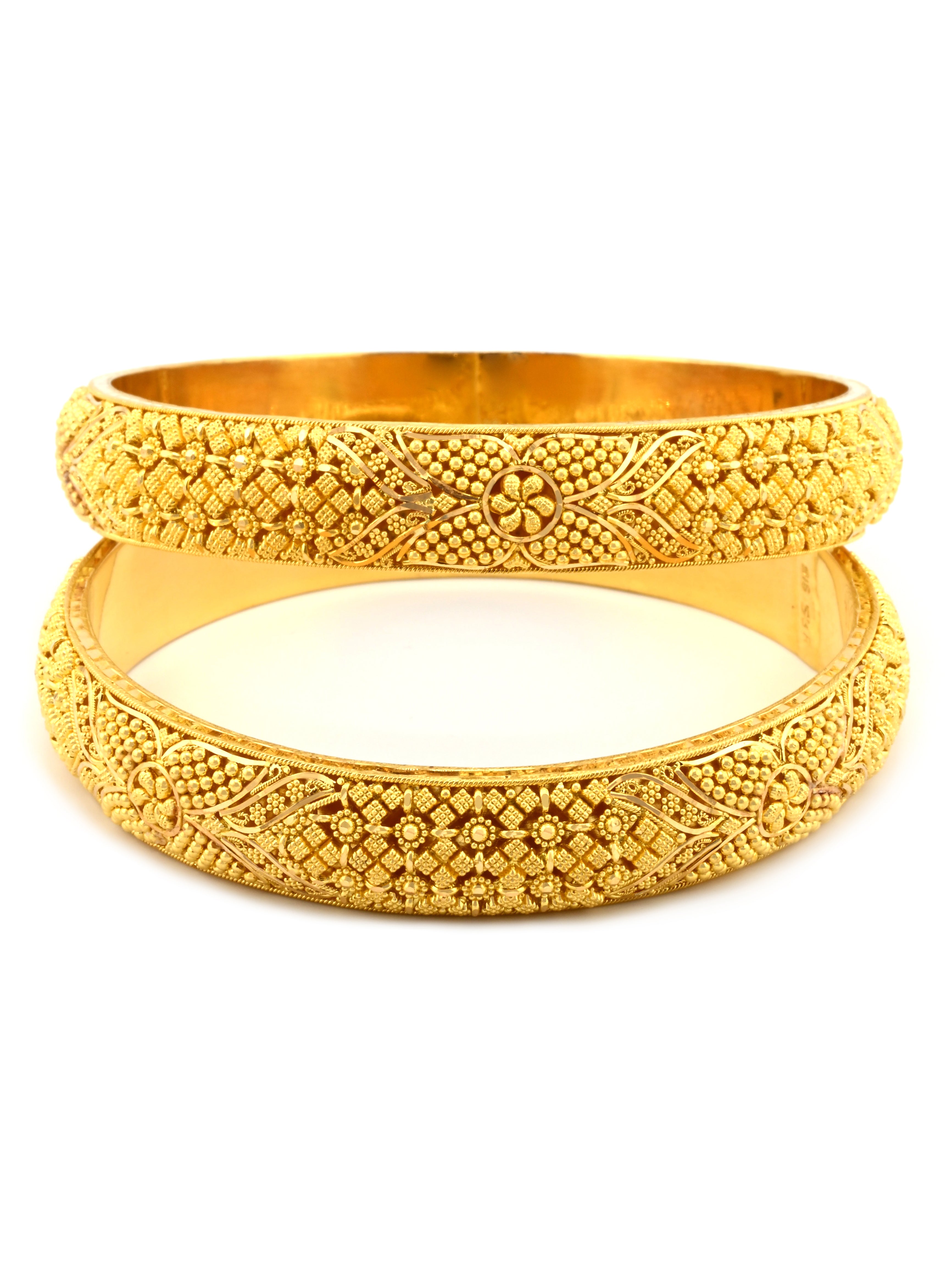 Captivating 22ct Gold Filigree Pair Bangles