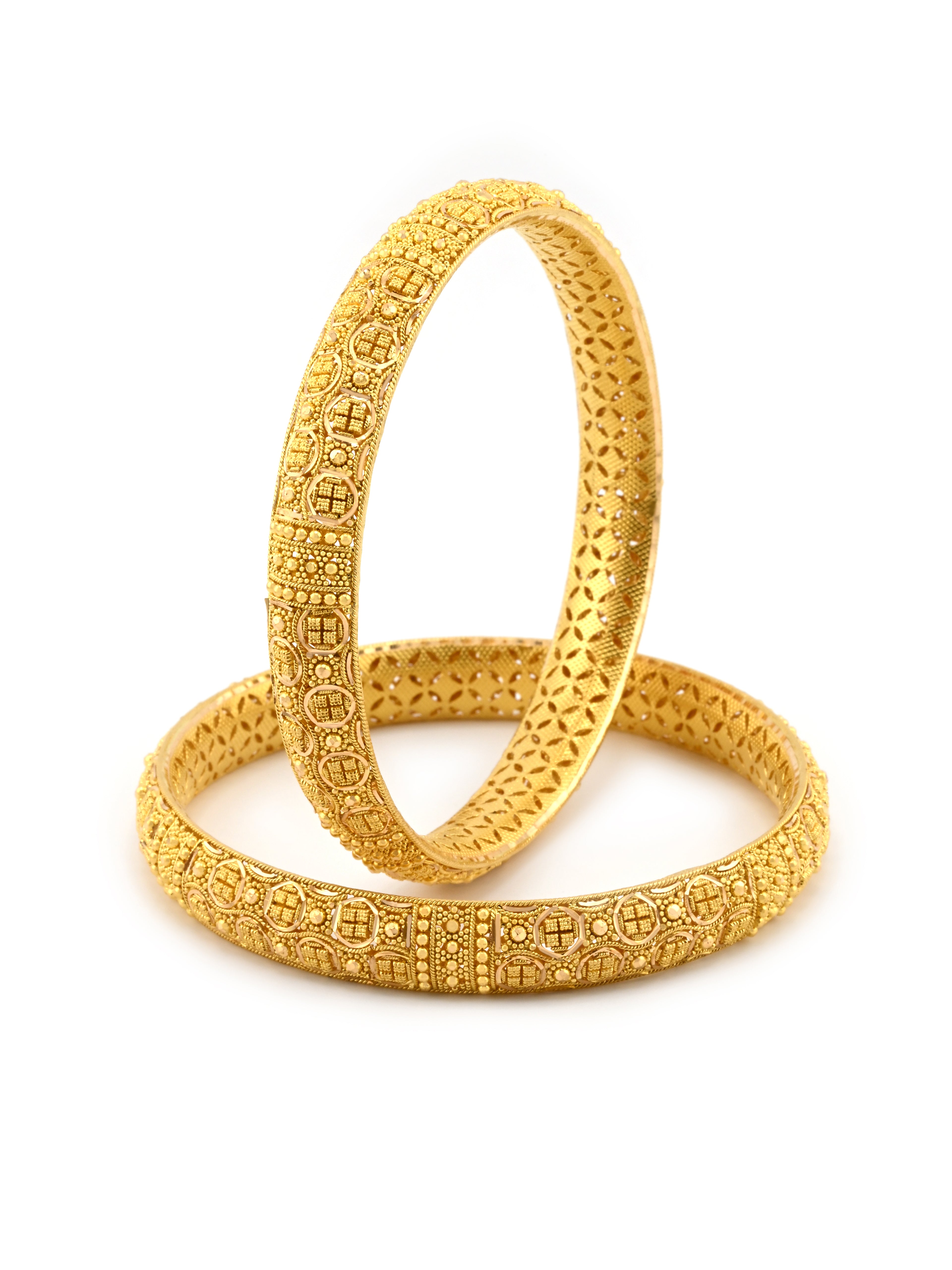 Traditional 22ct Gold Filigree Pair Bangles