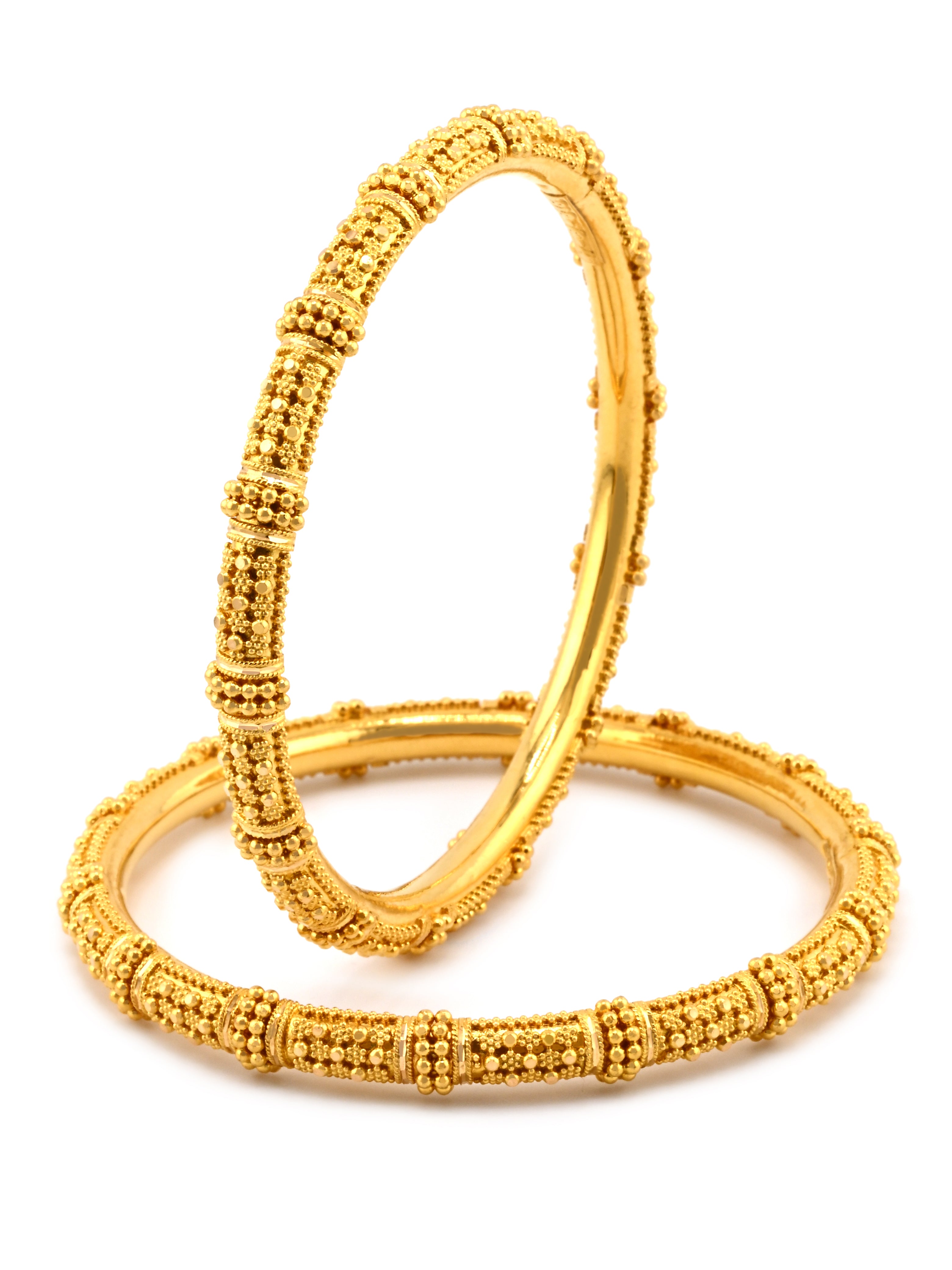 Intricate 22ct Gold Filigree Pair Bangles