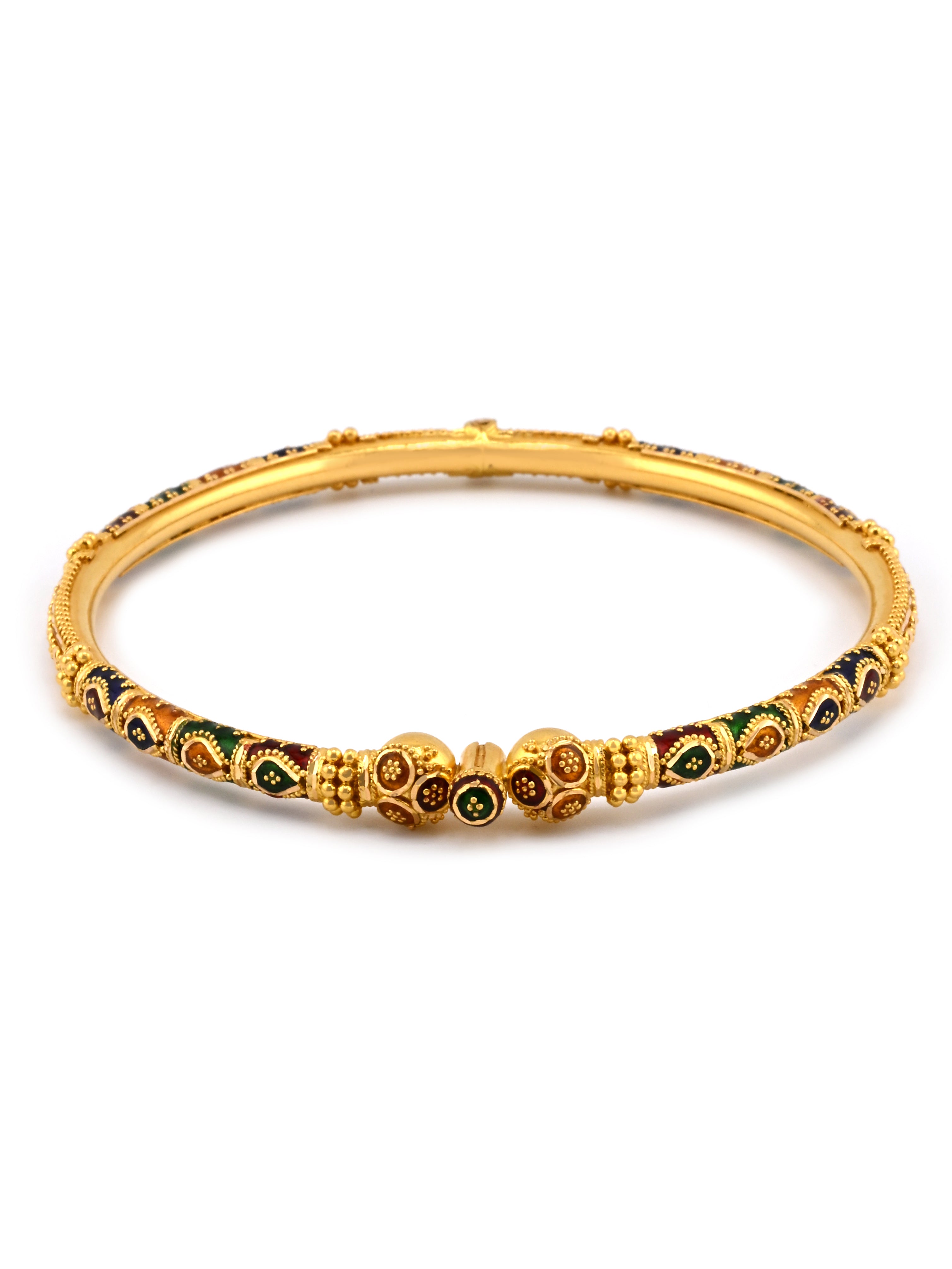 Traditional 22ct Gold Meenakari Screw Pair Bangles