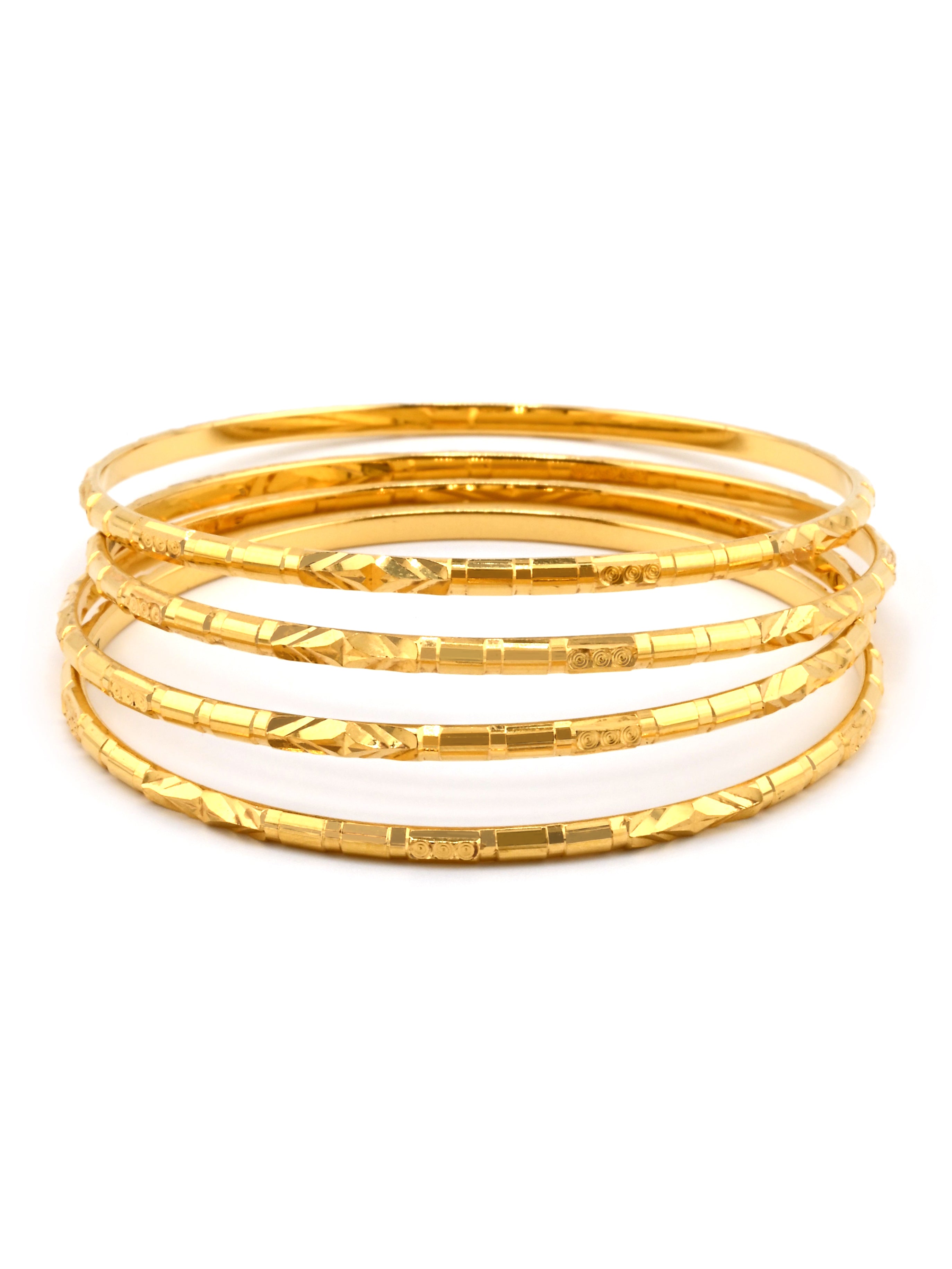 Comfortable Solid 22ct Gold 4 Piece Bangles