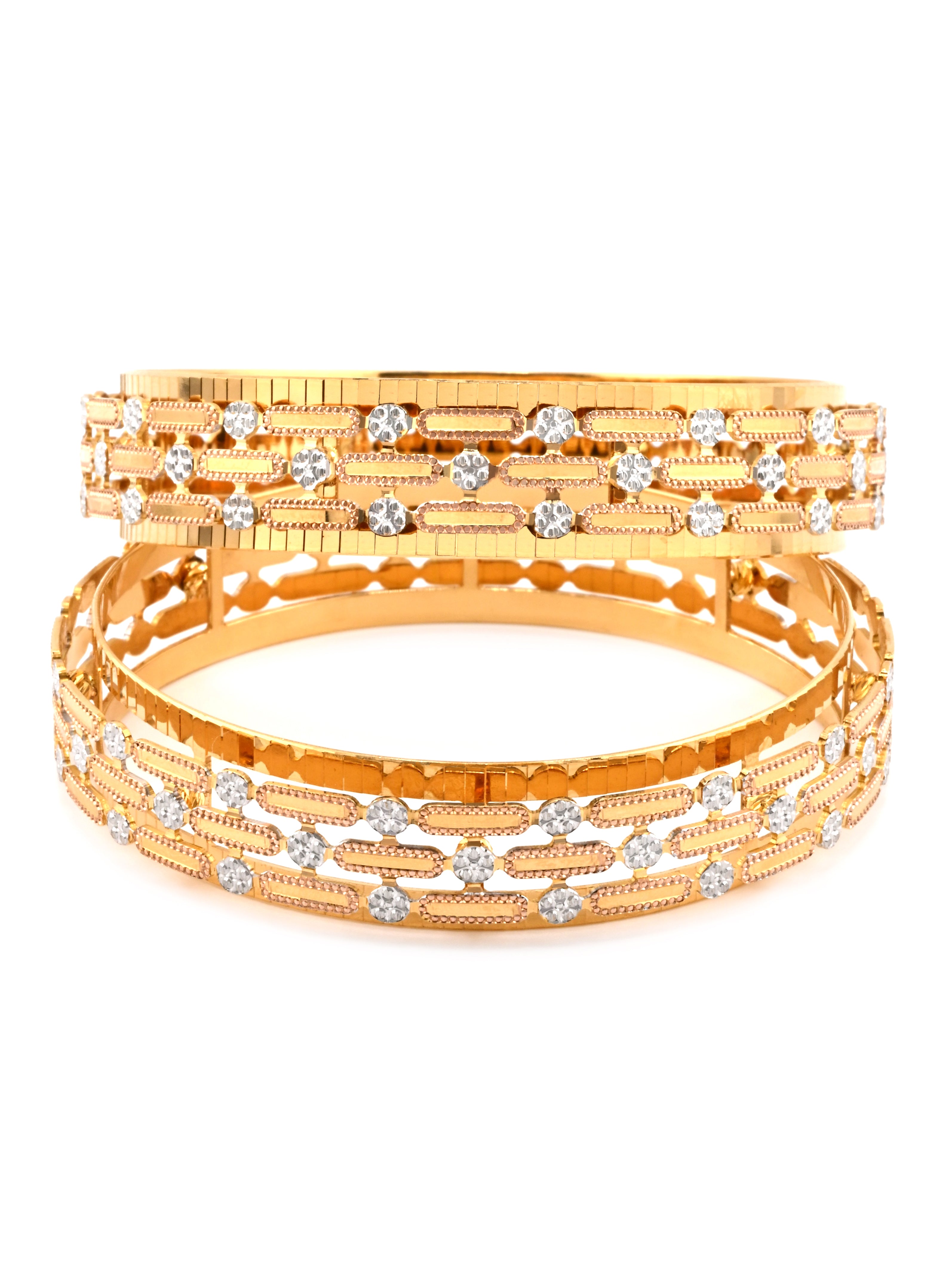 Premium 22ct Gold Three Tone Pair Bangles