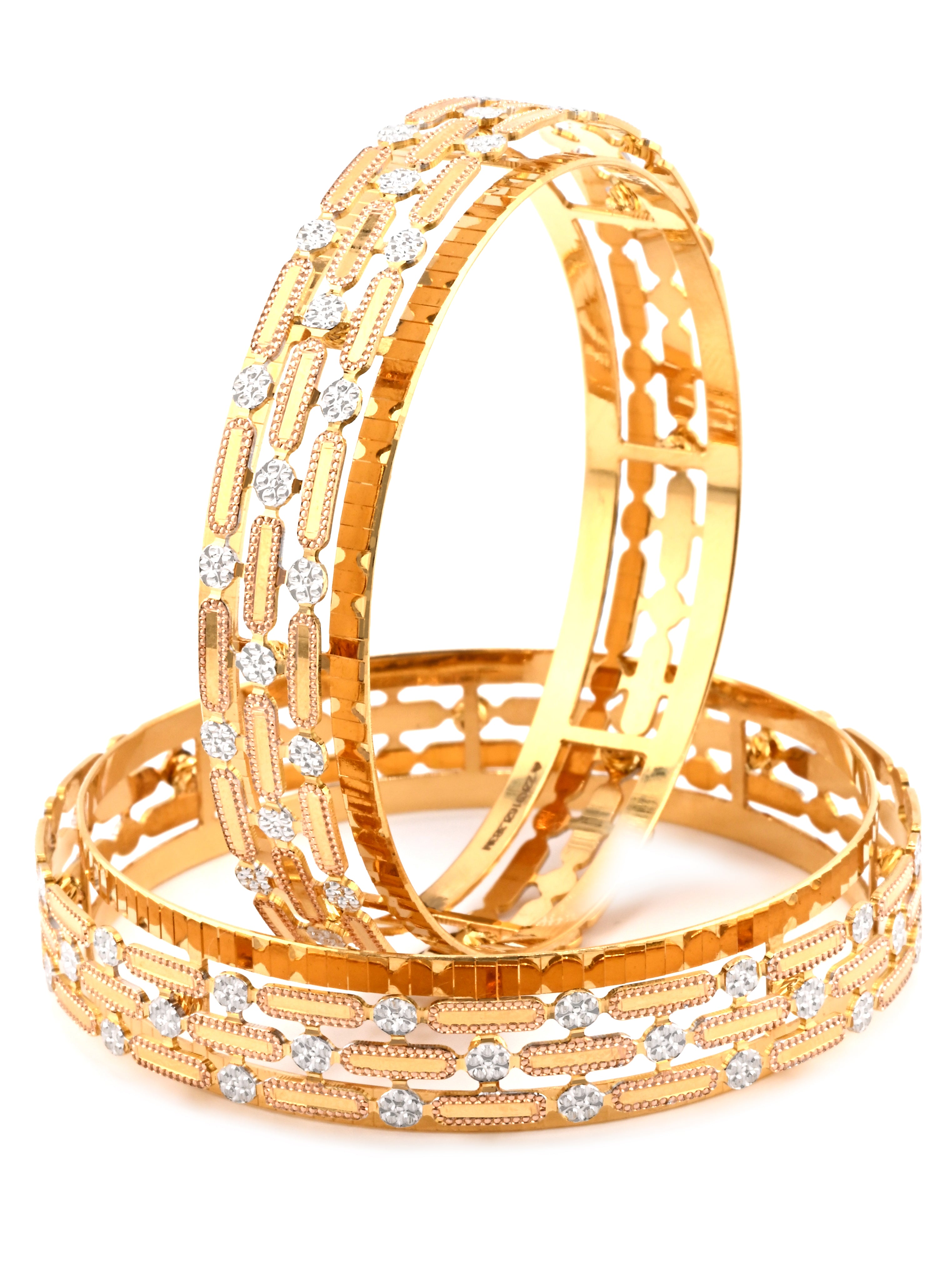 Premium 22ct Gold Three Tone Pair Bangles