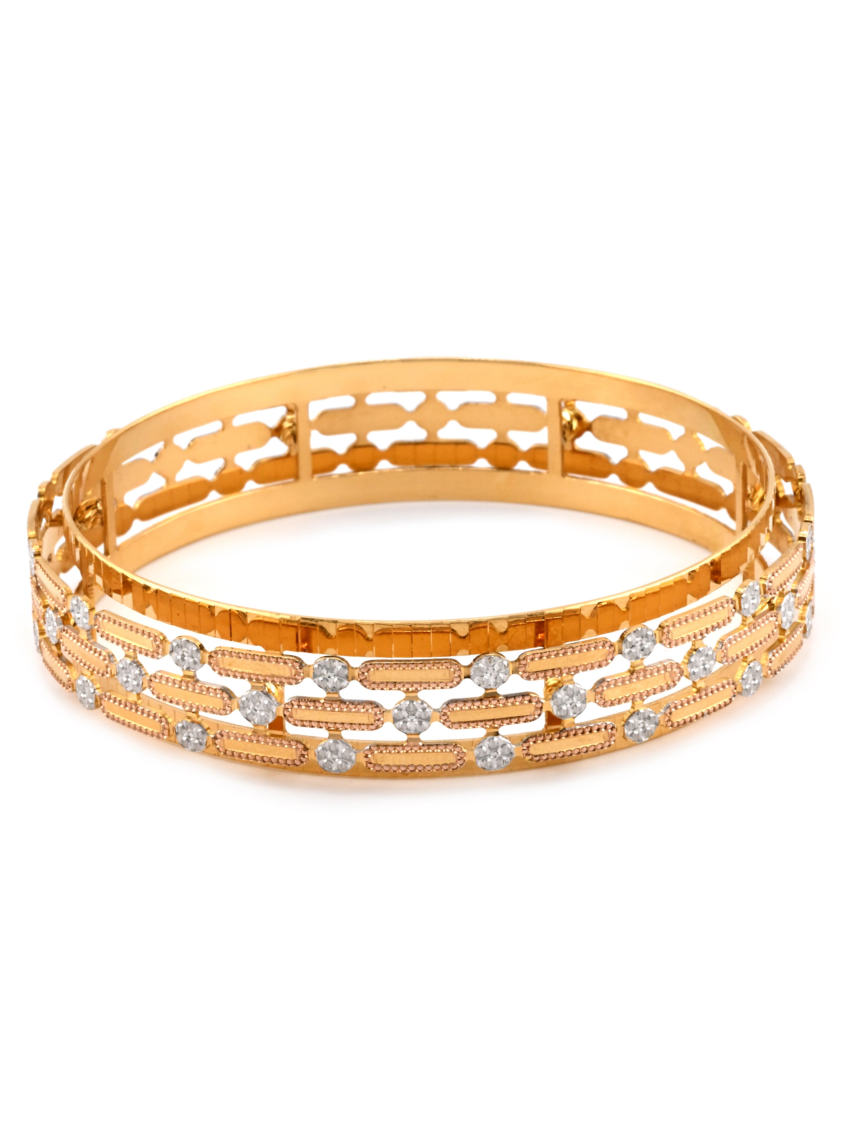 Premium 22ct Gold Three Tone Pair Bangles