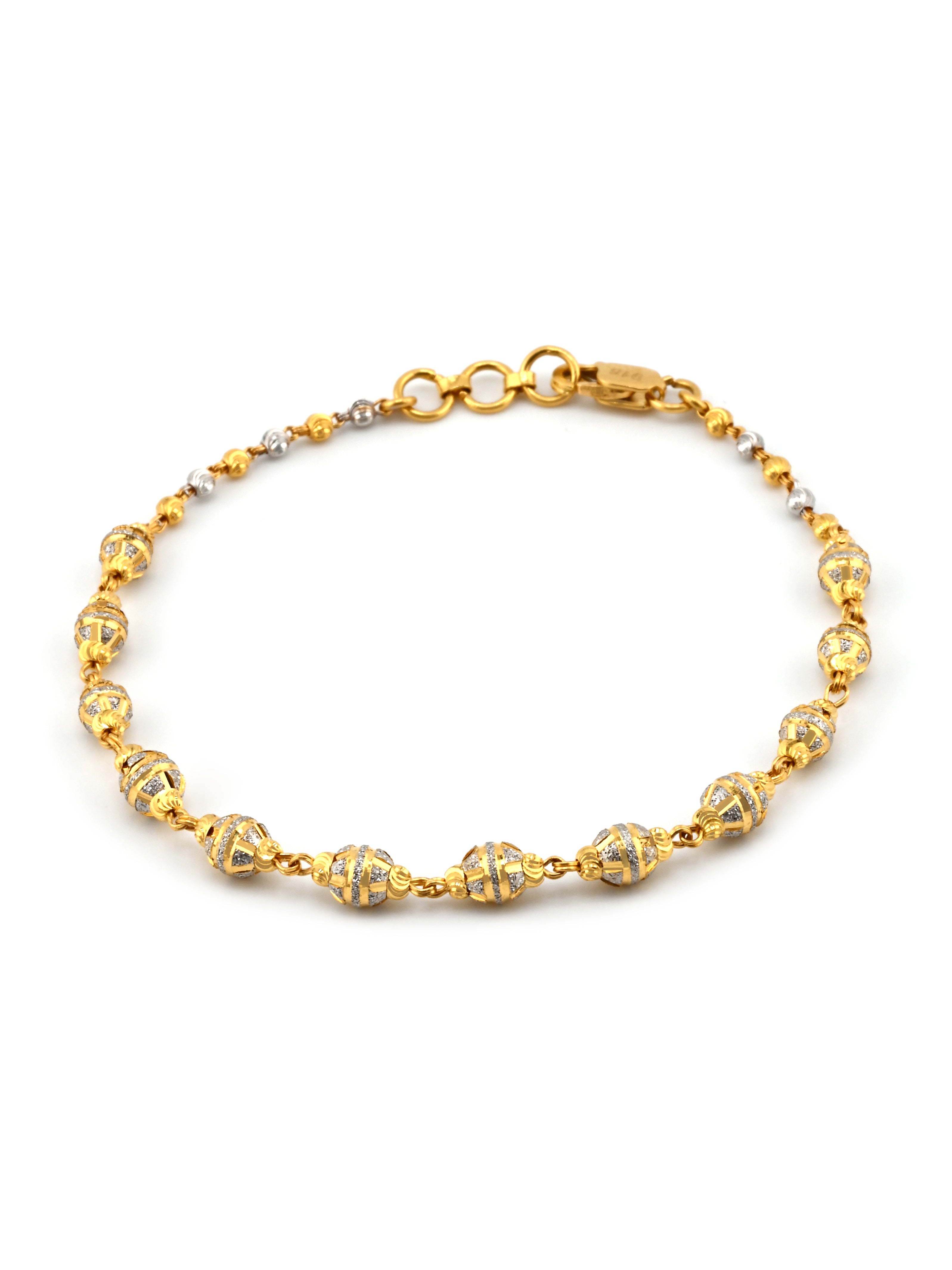 22ct Gold Two Tone Ball Ladies Bracelet