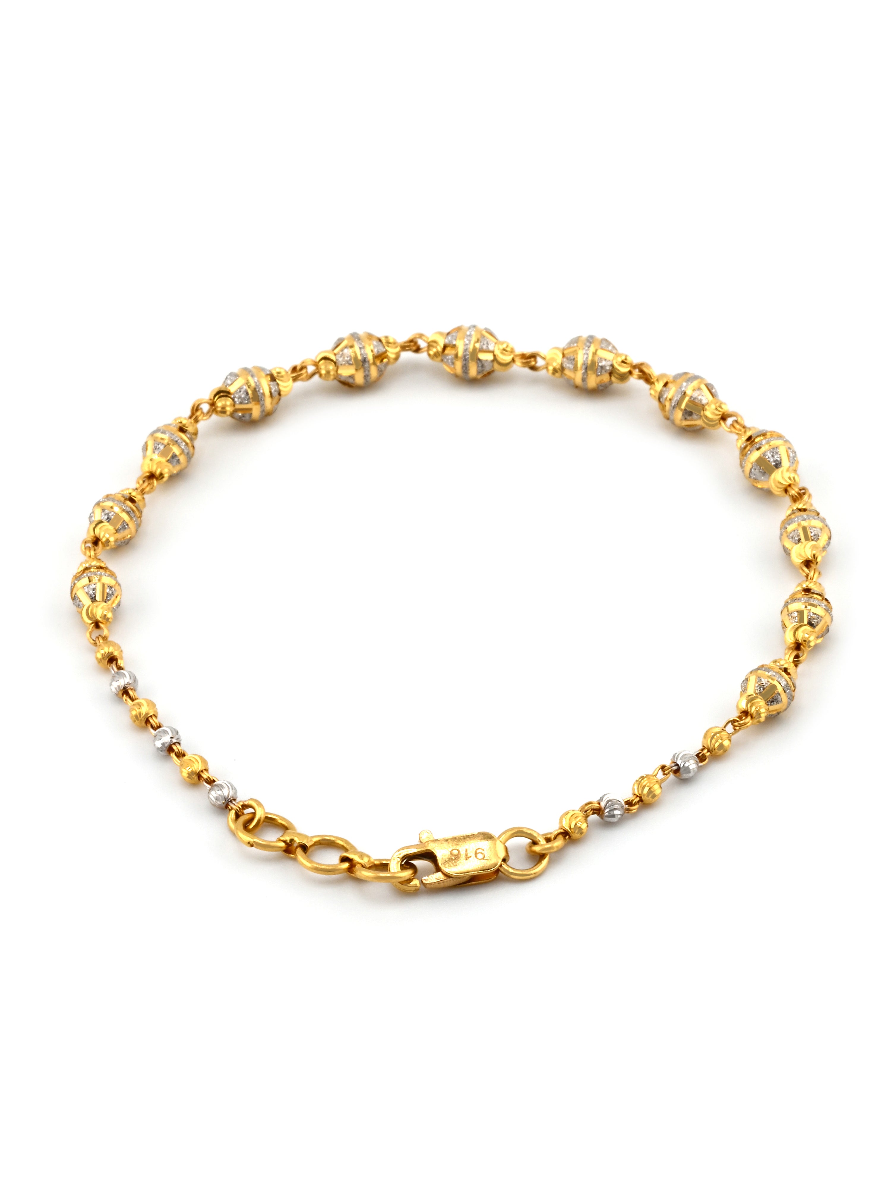 22ct Gold Two Tone Ball Ladies Bracelet
