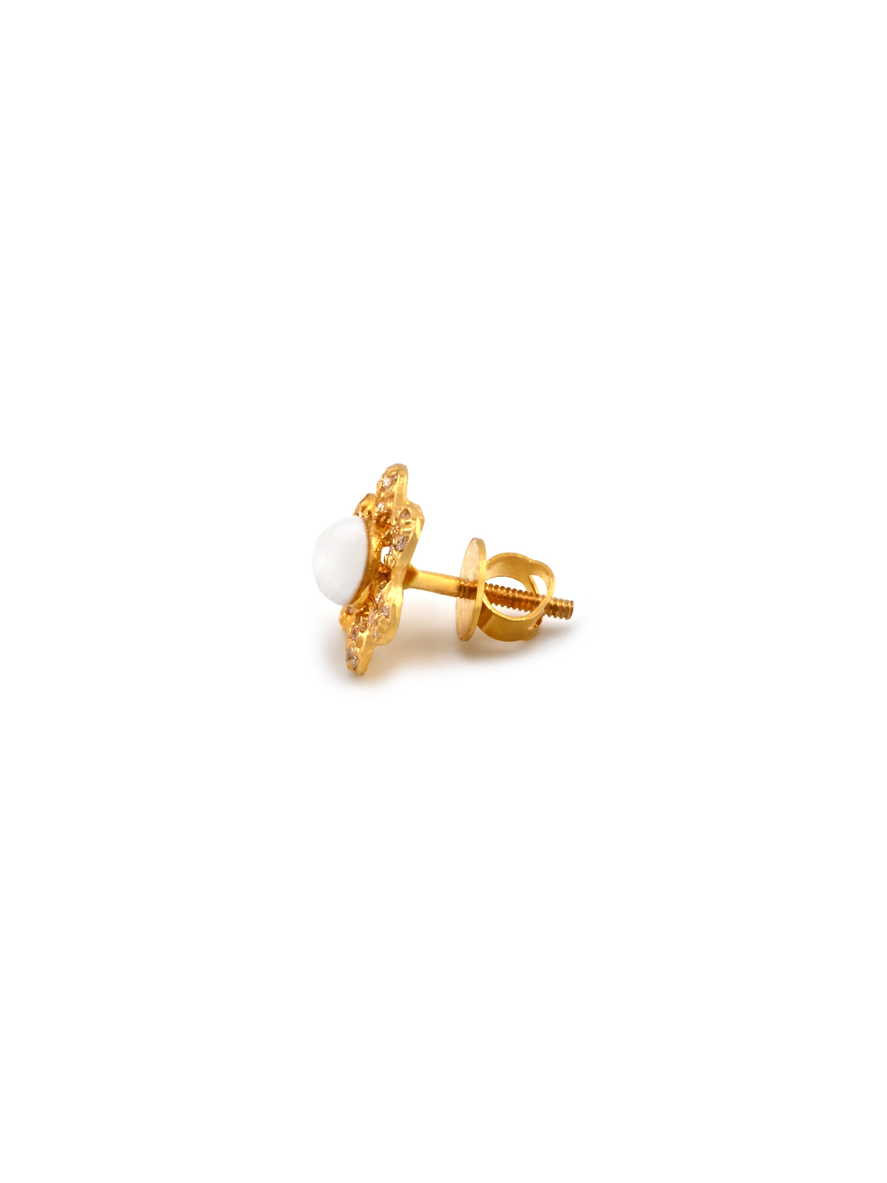 22ct Gold Pearl & CZ Earrings