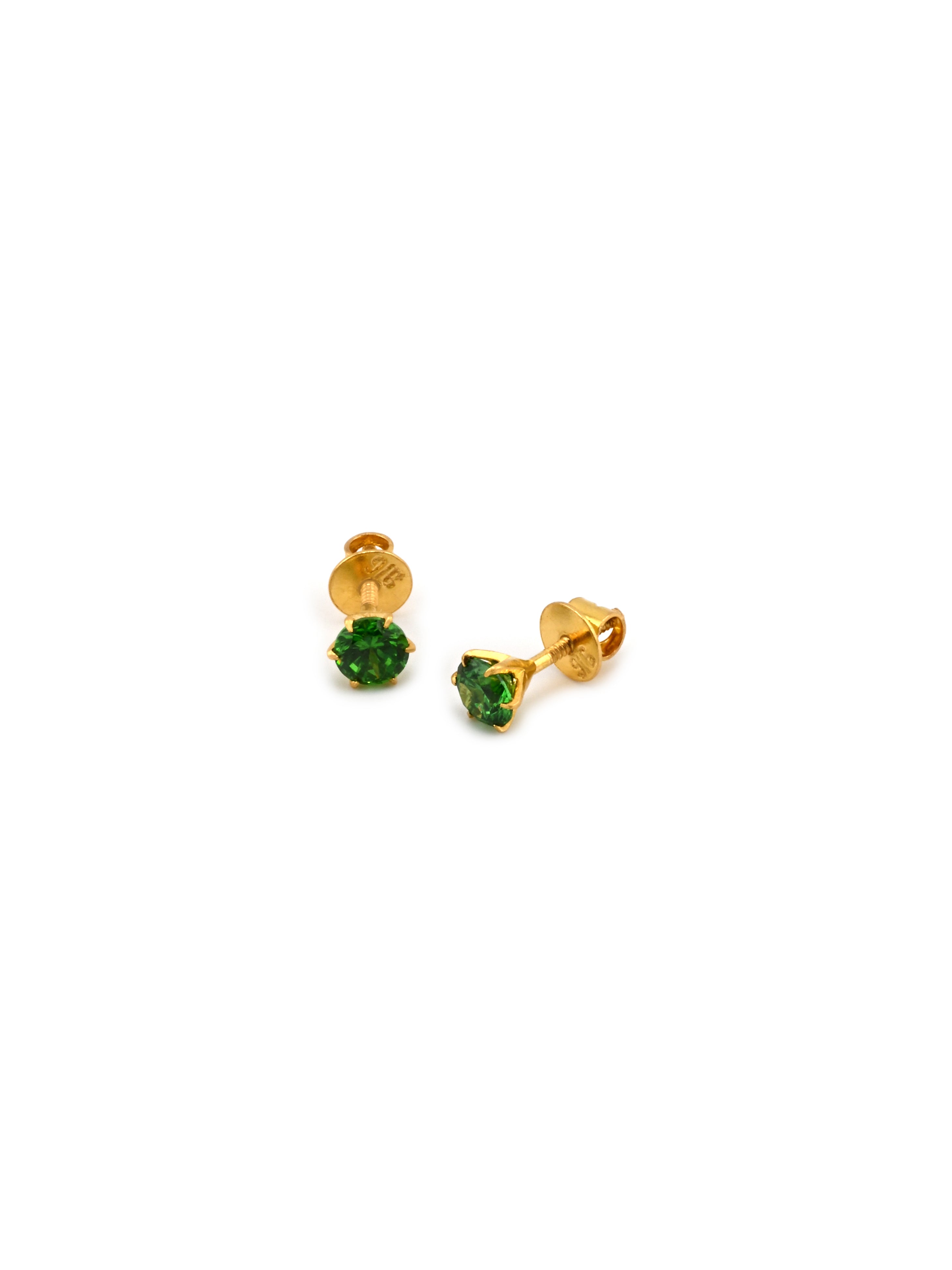 22ct Gold Green CZ Stud Earrings