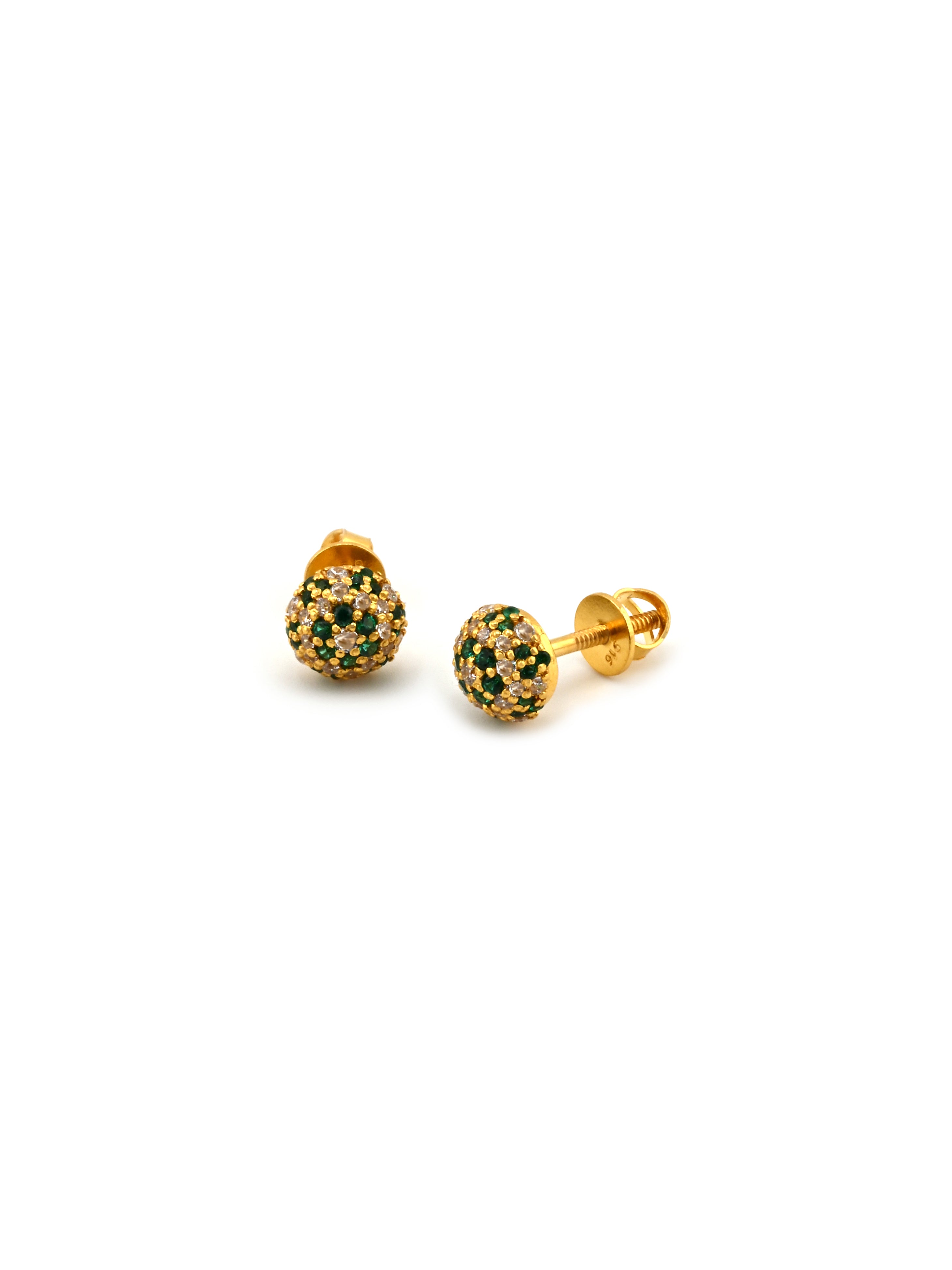22ct Gold Green CZ Stud Earrings