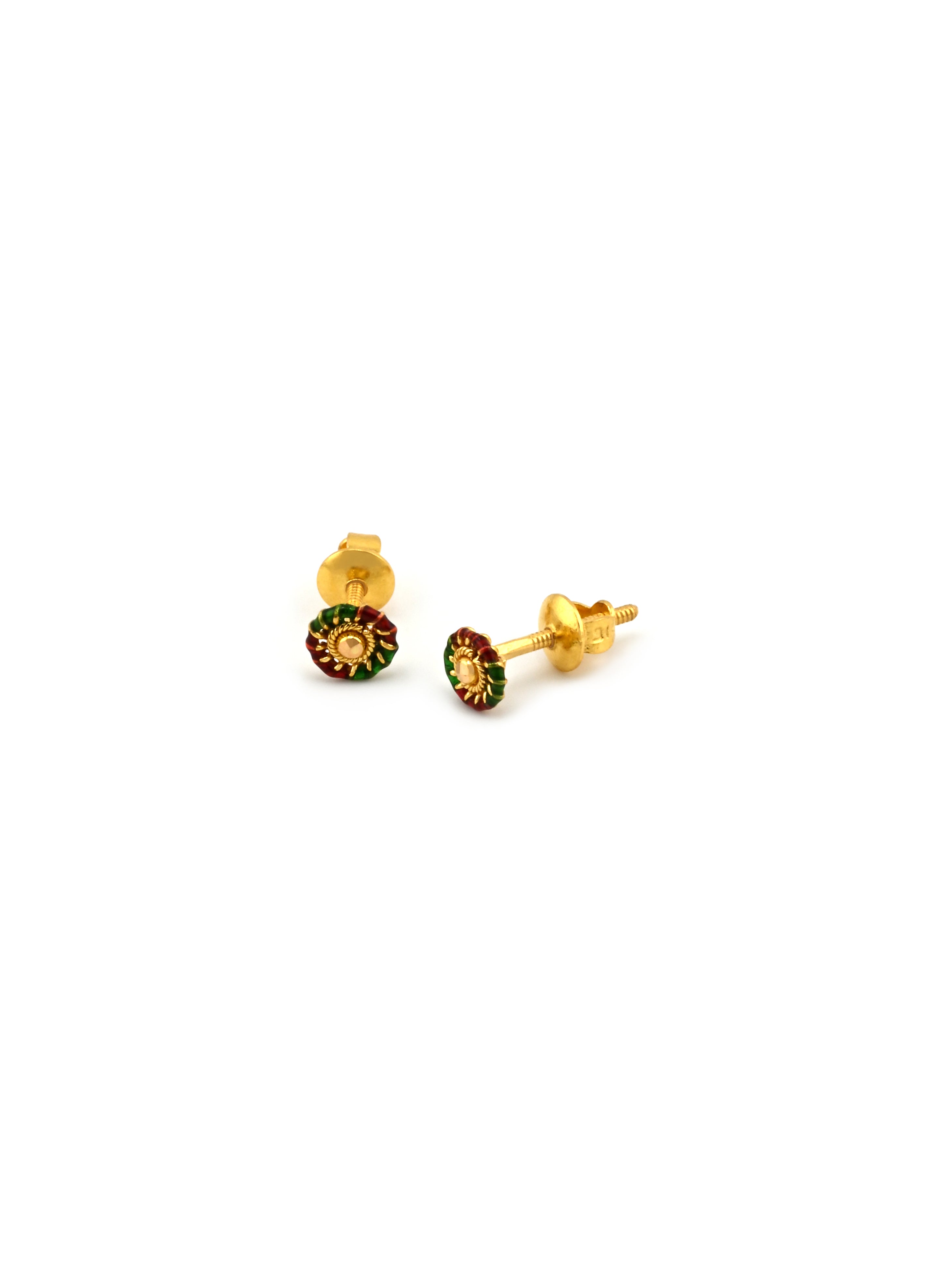 22ct Gold Meenakari Stud Earrings