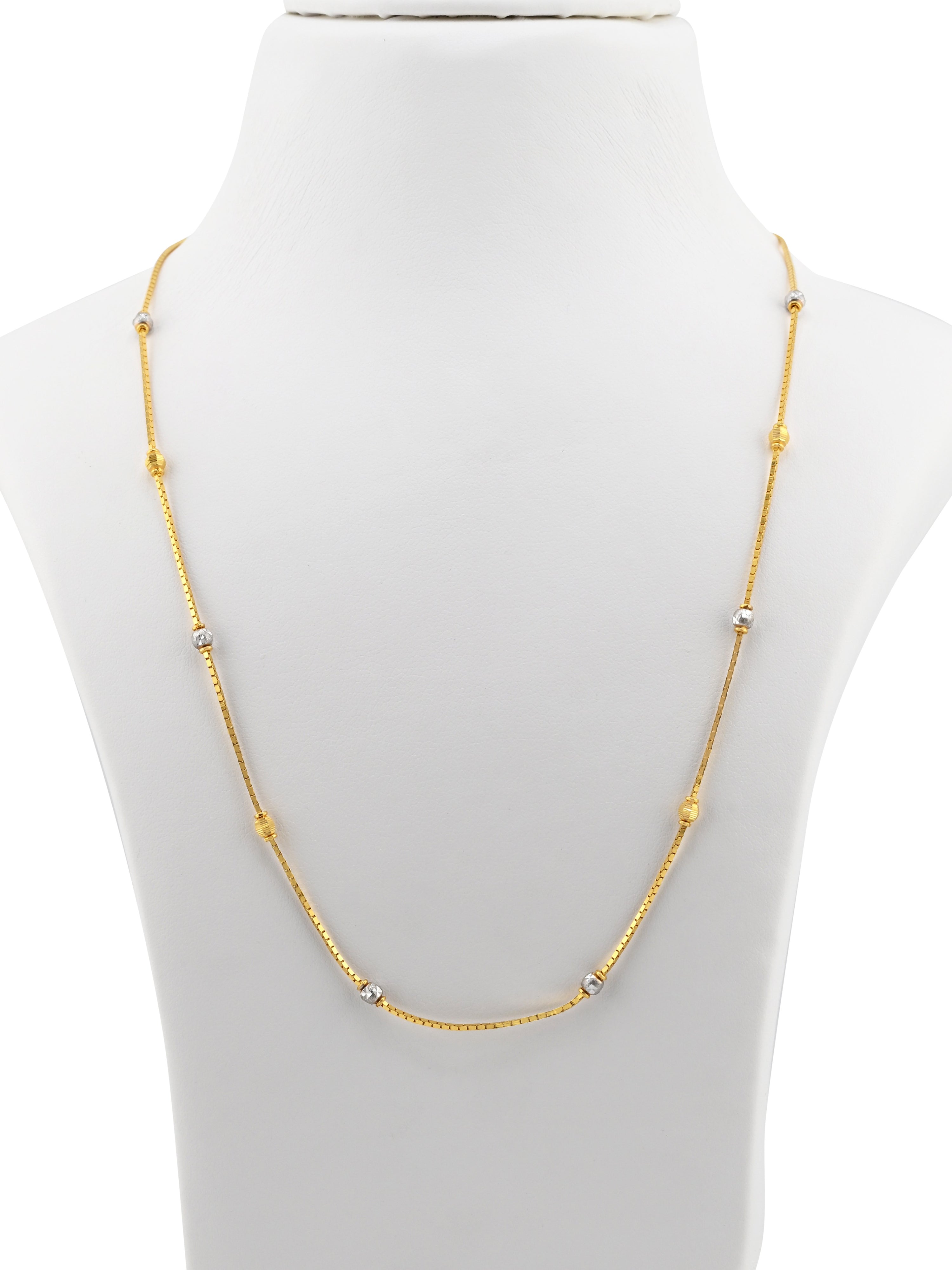 22ct Gold Two-Tone Ball Mala Chain