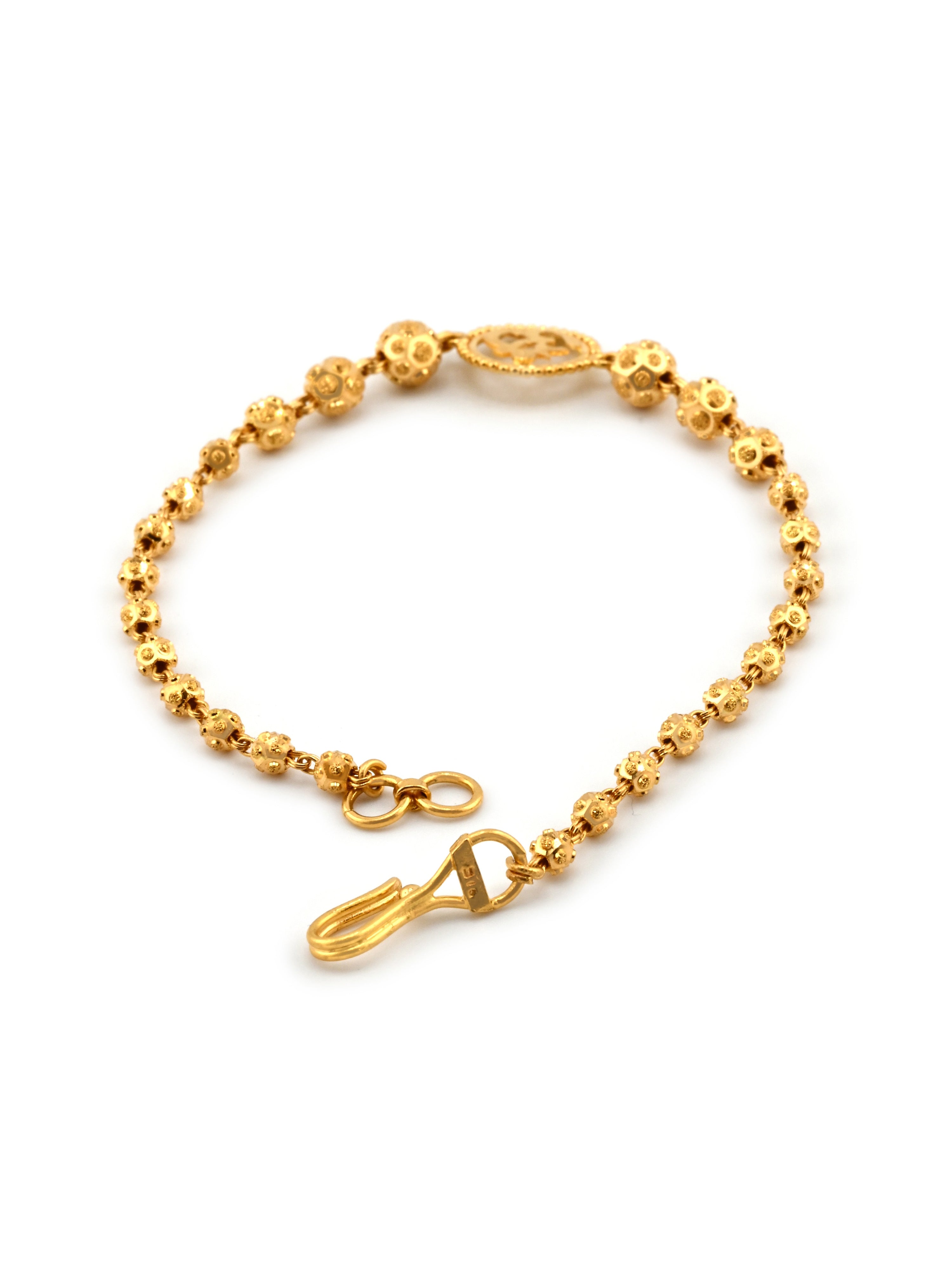 22ct Gold Om Ball Ladies Bracelet