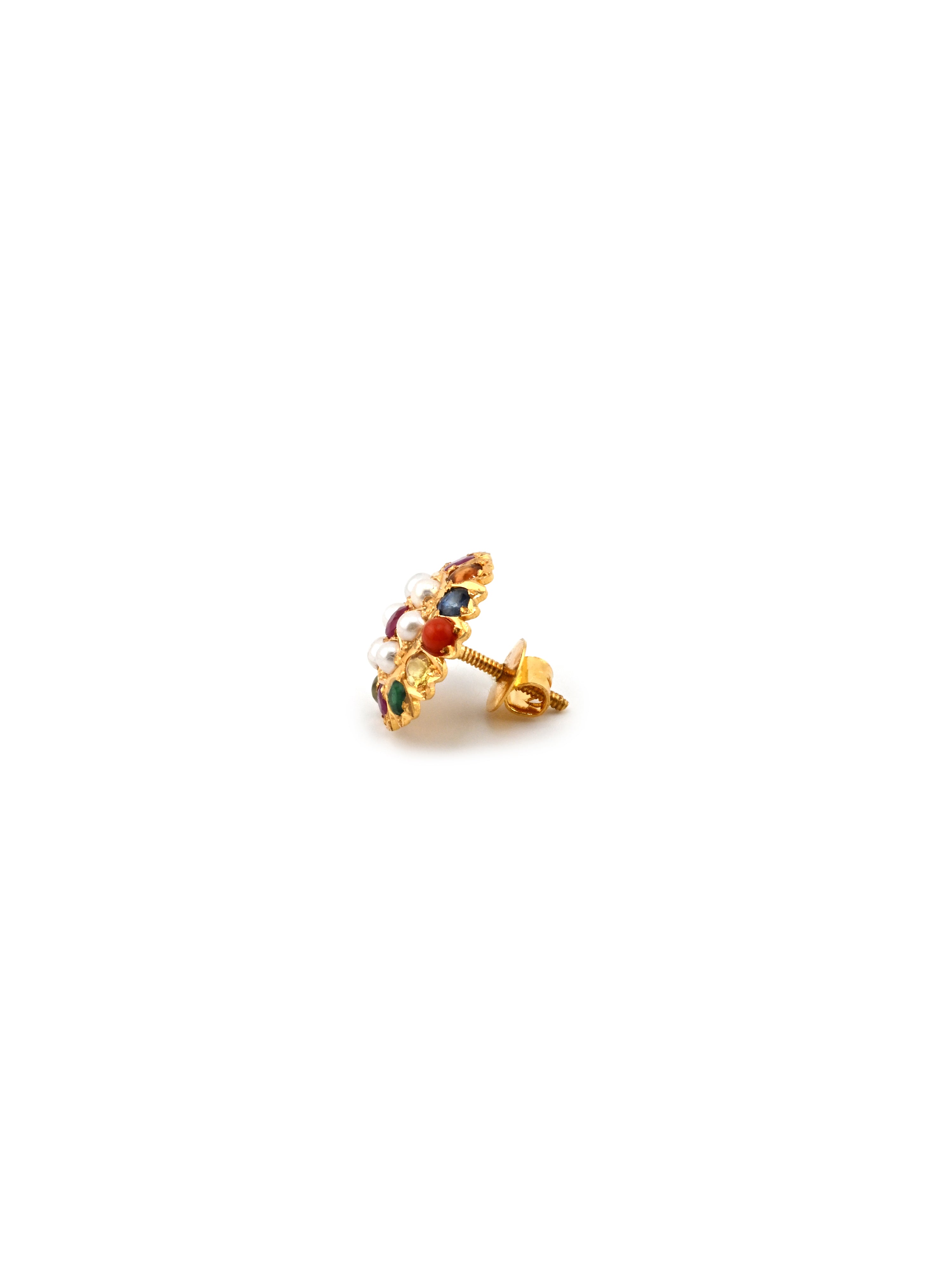 22ct Gold Multi Colour CZ Pearl Tops