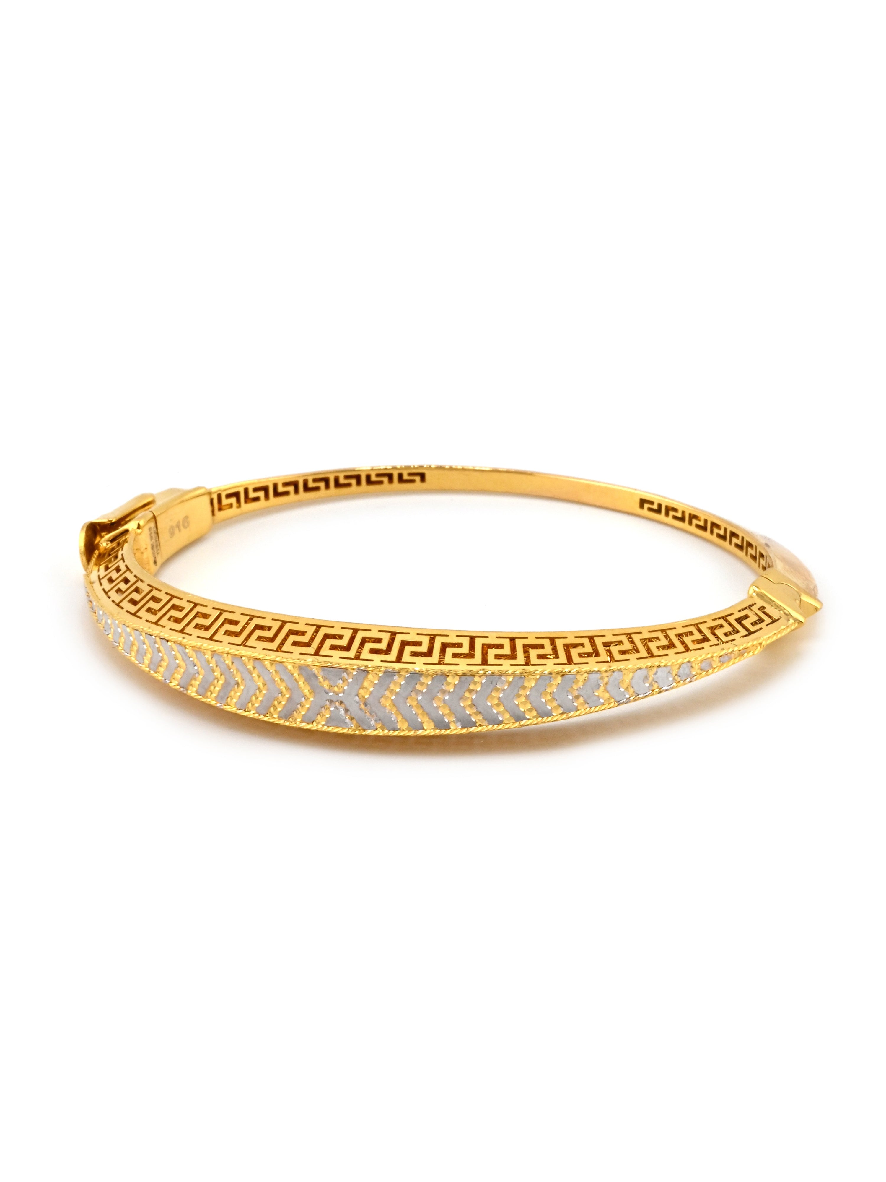 22ct Gold Designer Two Tone 1 Piece Bangle