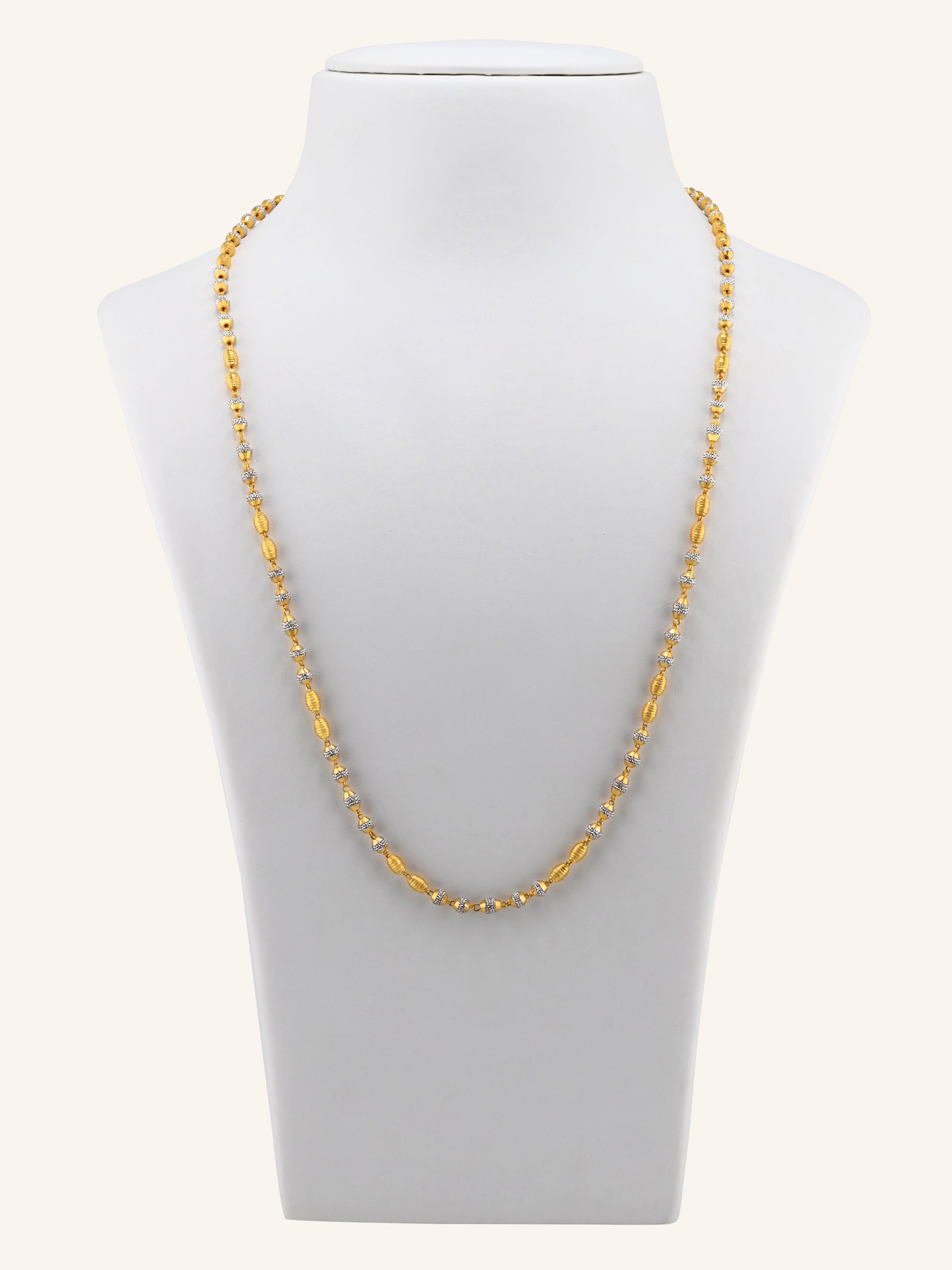 22ct Gold Two Tone Ball Long Chain