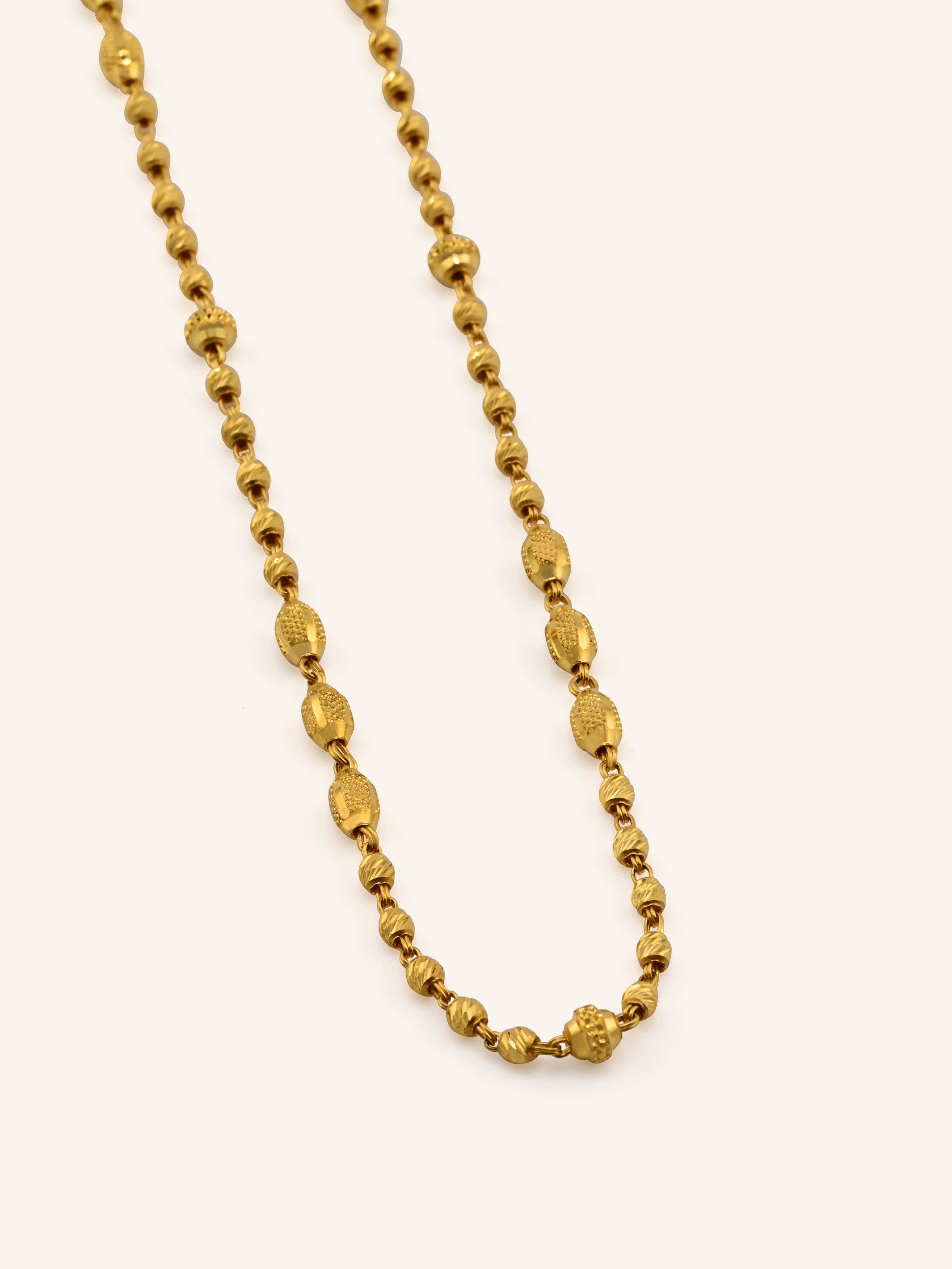 22ct Gold Ball Mala Long Fancy Chain