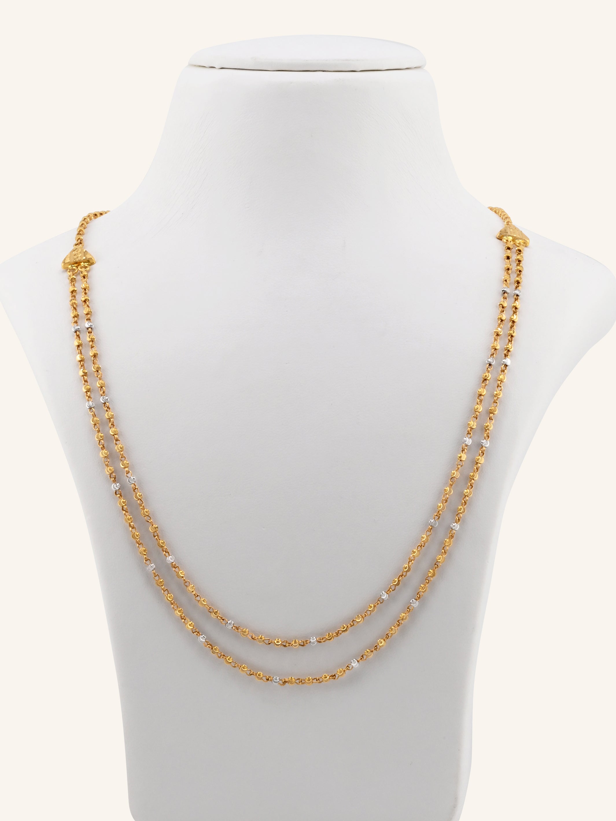 22ct Gold Two Layer Two Tone Ball Chain