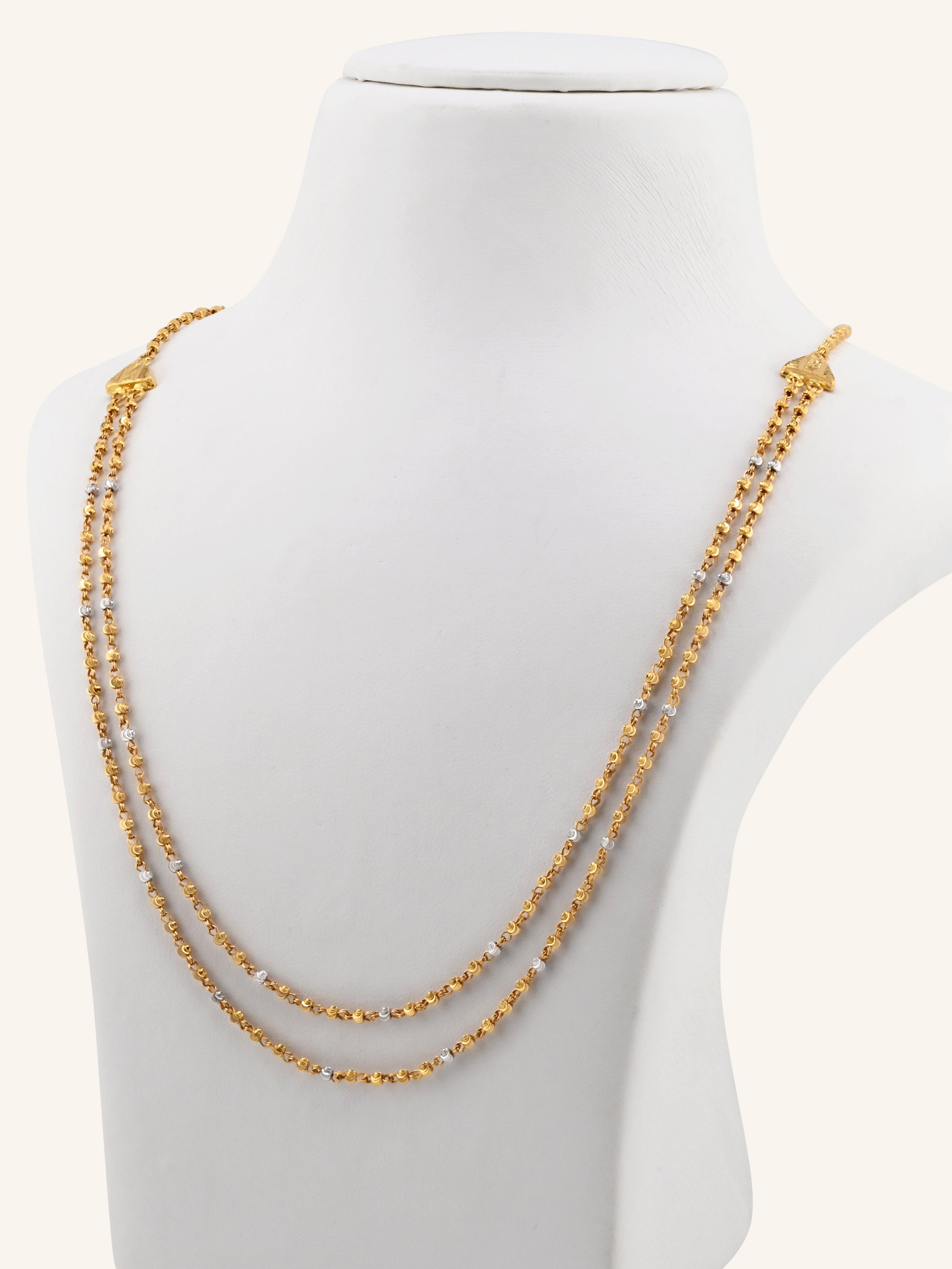 22ct Gold Two Layer Two Tone Ball Chain