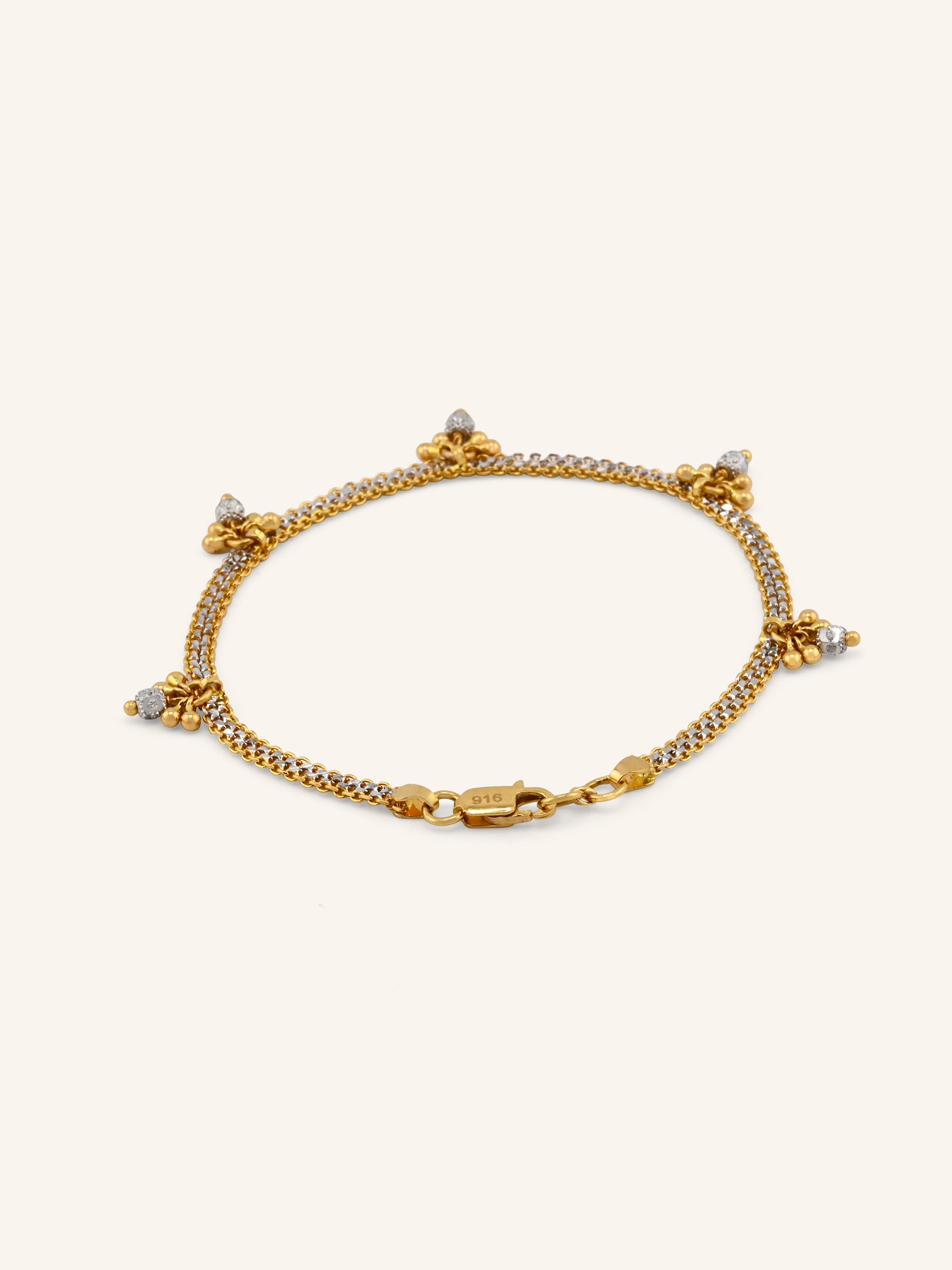 22ct Gold Two Tone Charms Bracelet