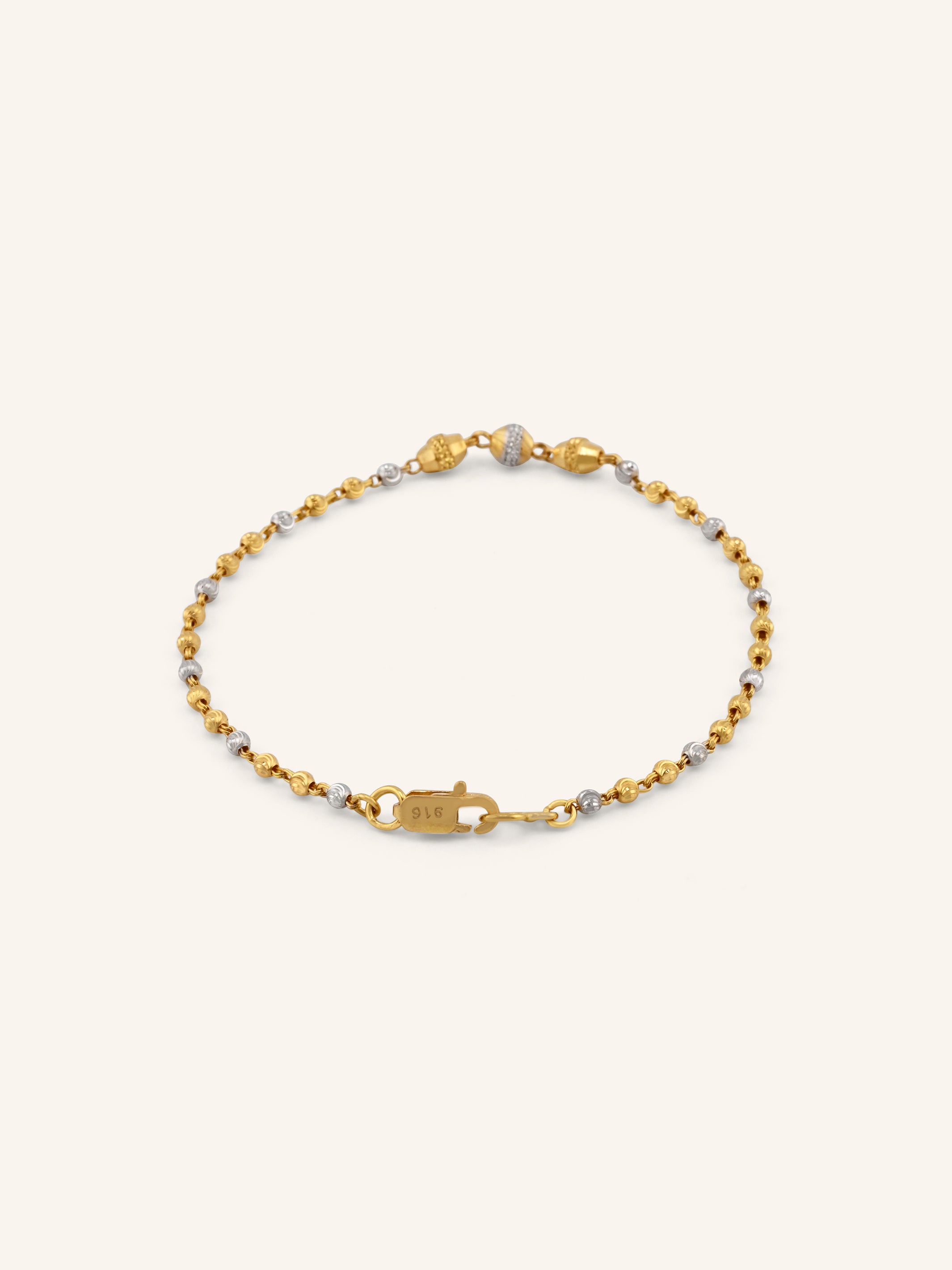 22ct Gold Two Tone Ball Bracelet