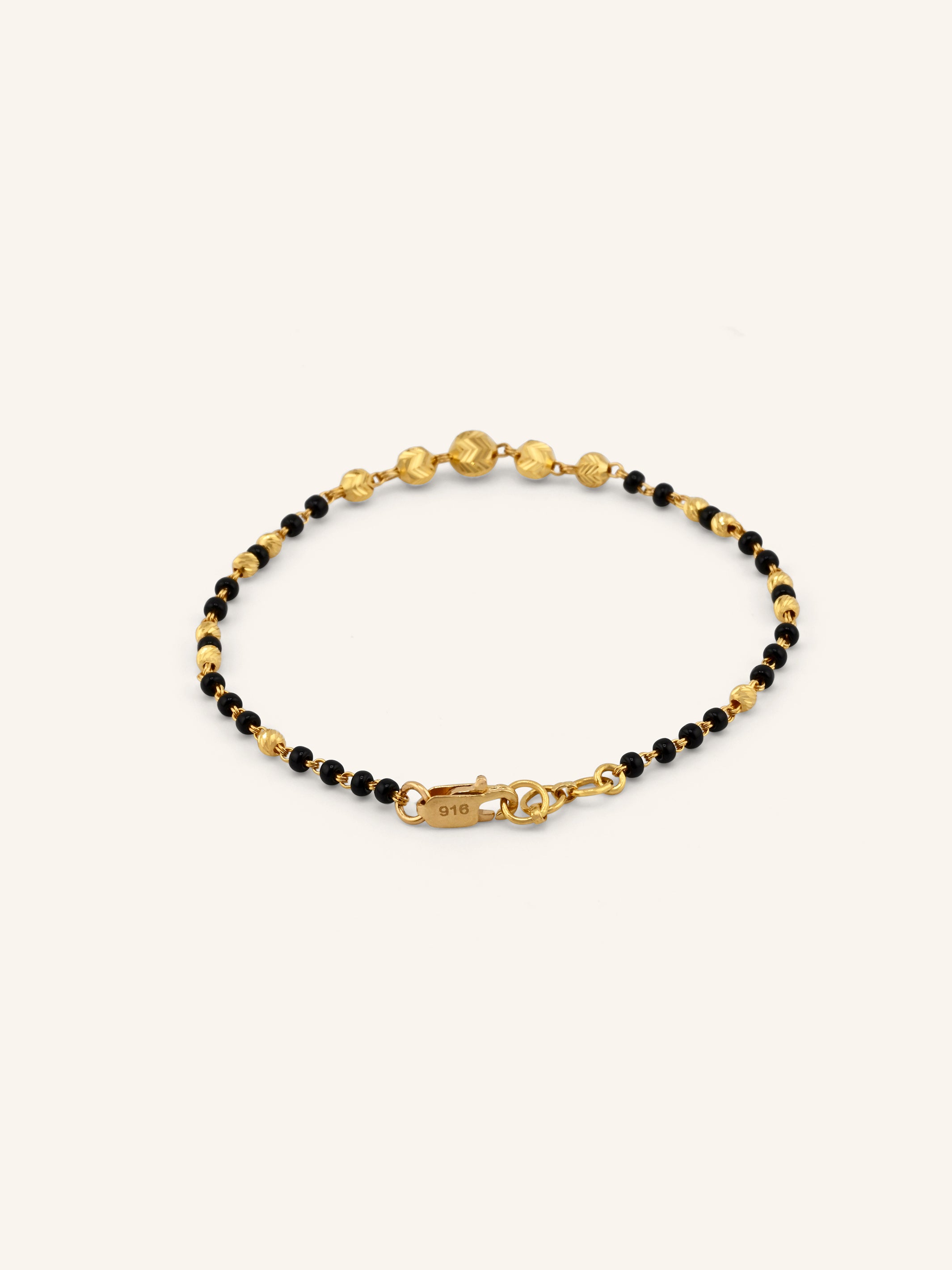 22ct Gold Black Beads Ball Bracelet