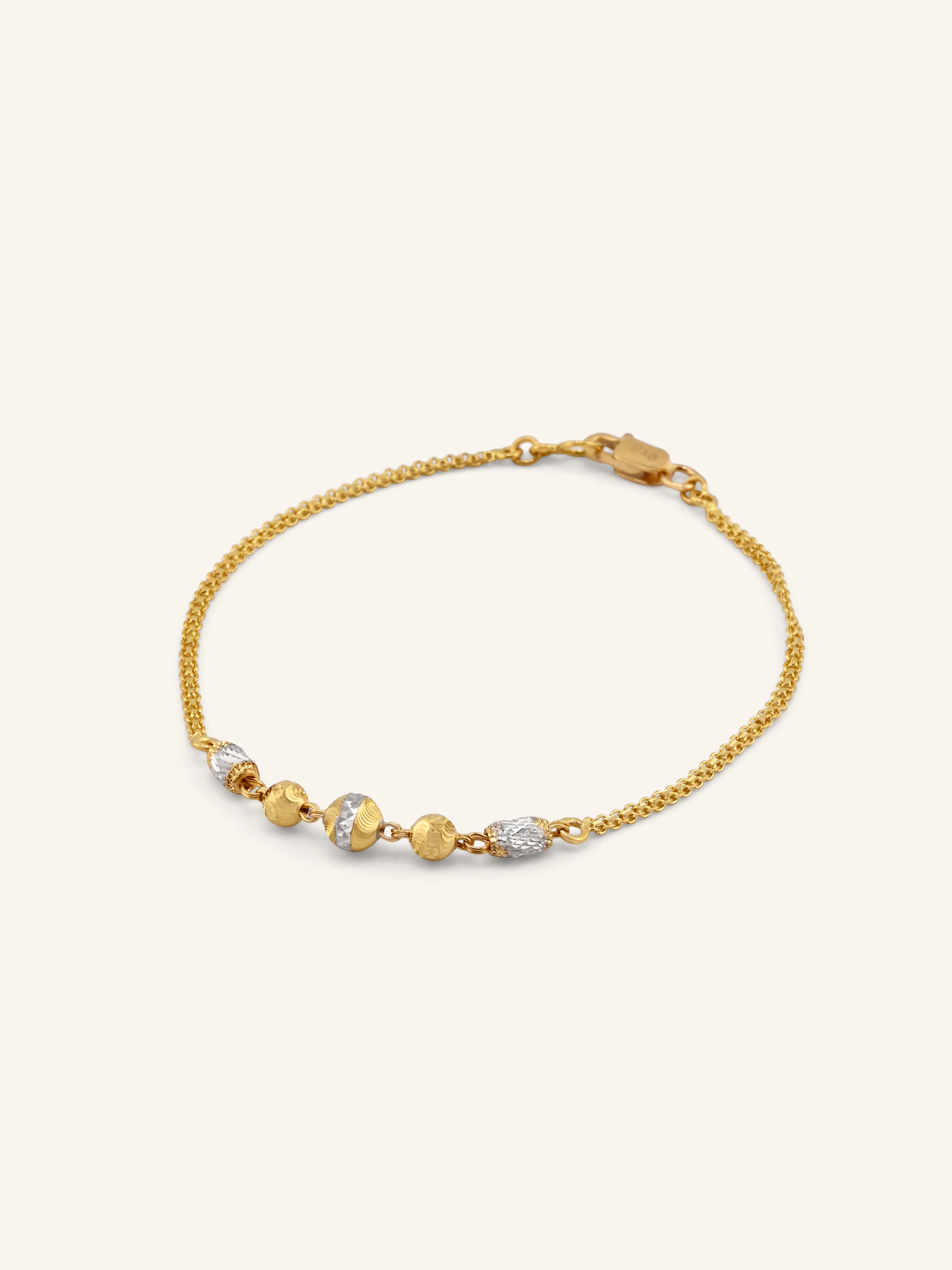22ct Gold Two Tone Ball Bracelet