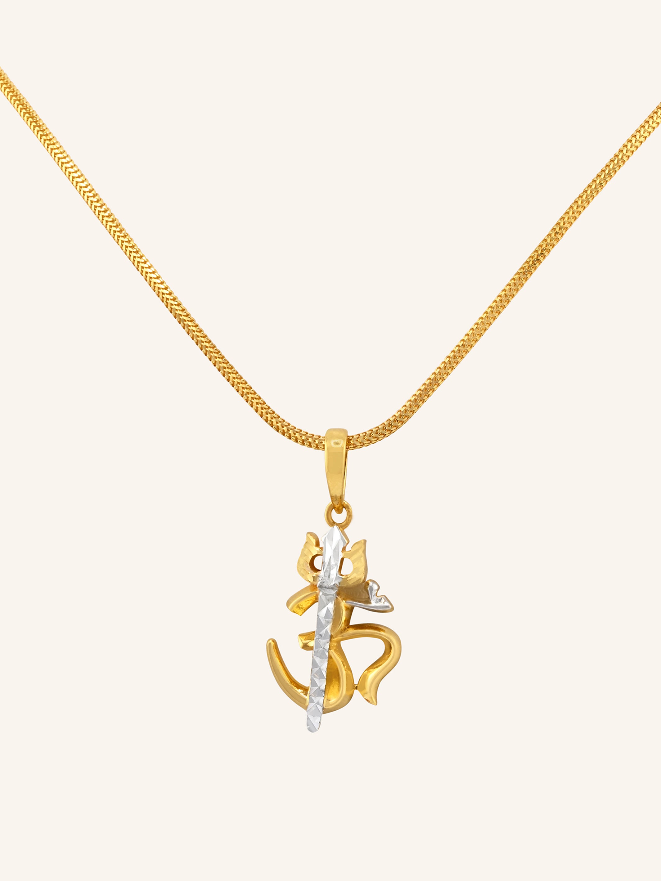 22ct Gold Two Tone Om Trishul Pendant