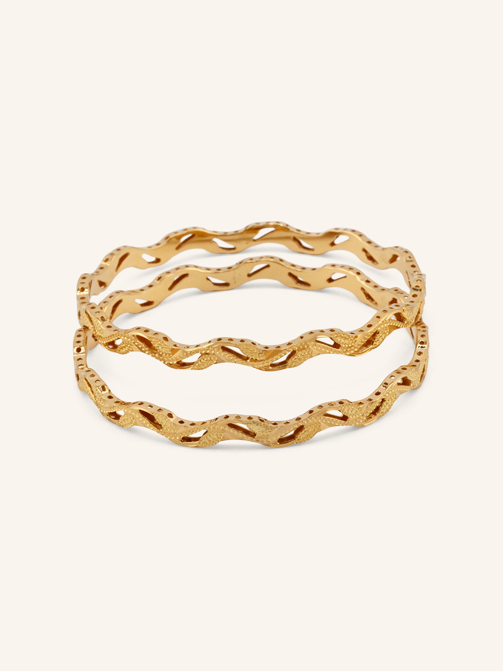 22ct Gold Cut Work 2 Piece Bangle