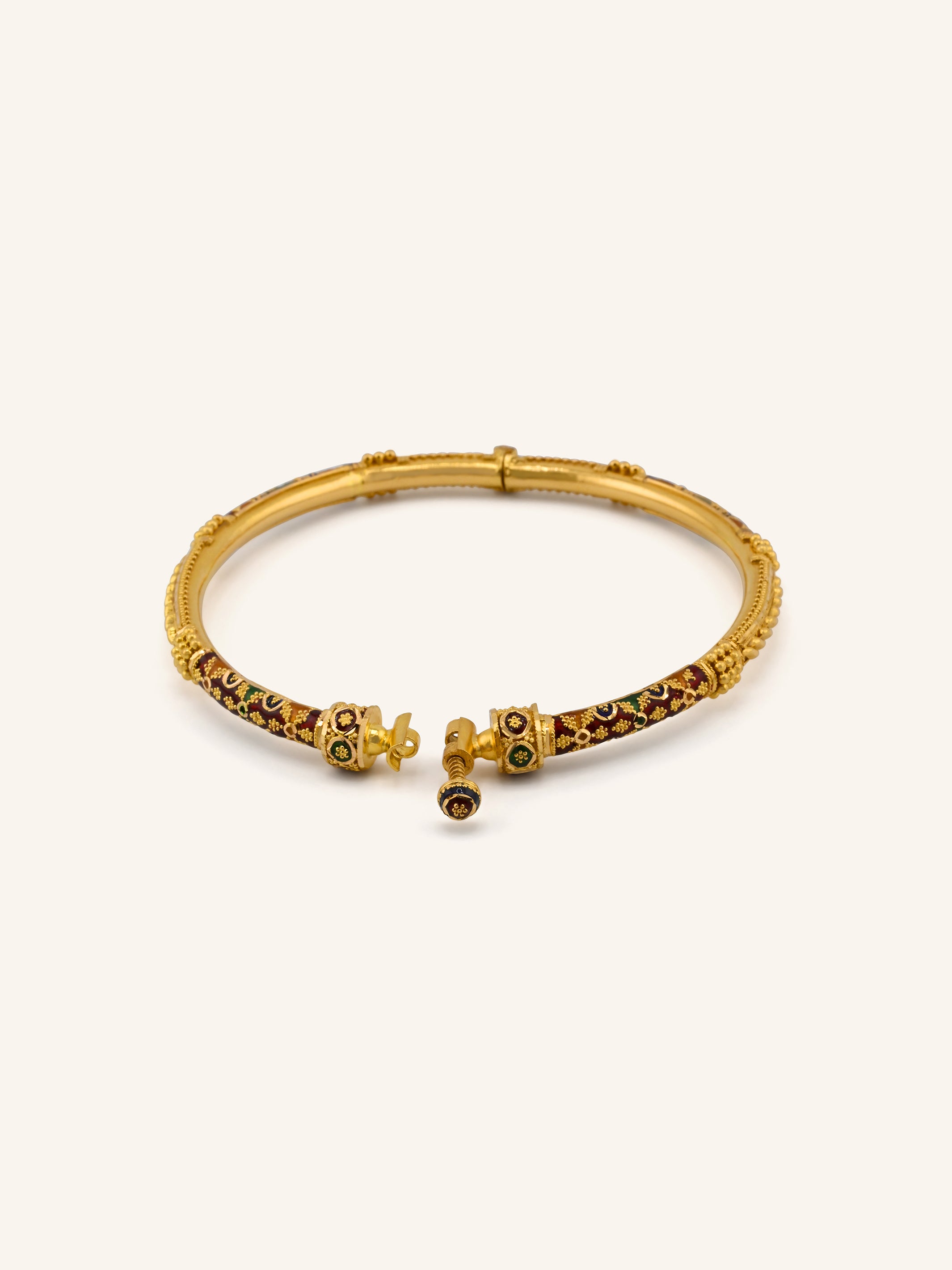 22ct Gold Minakari Screw Pair Bangle