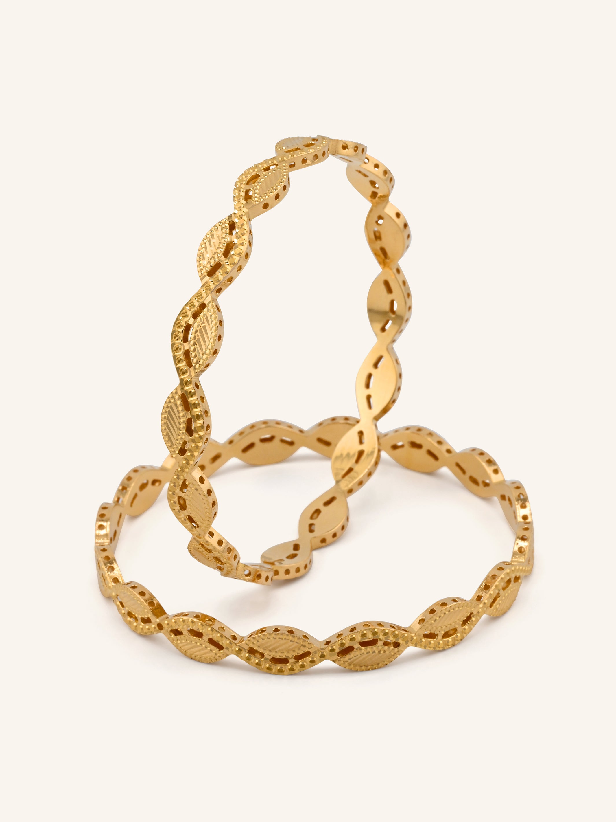 22ct Gold Cut Work 2 Piece Bangle