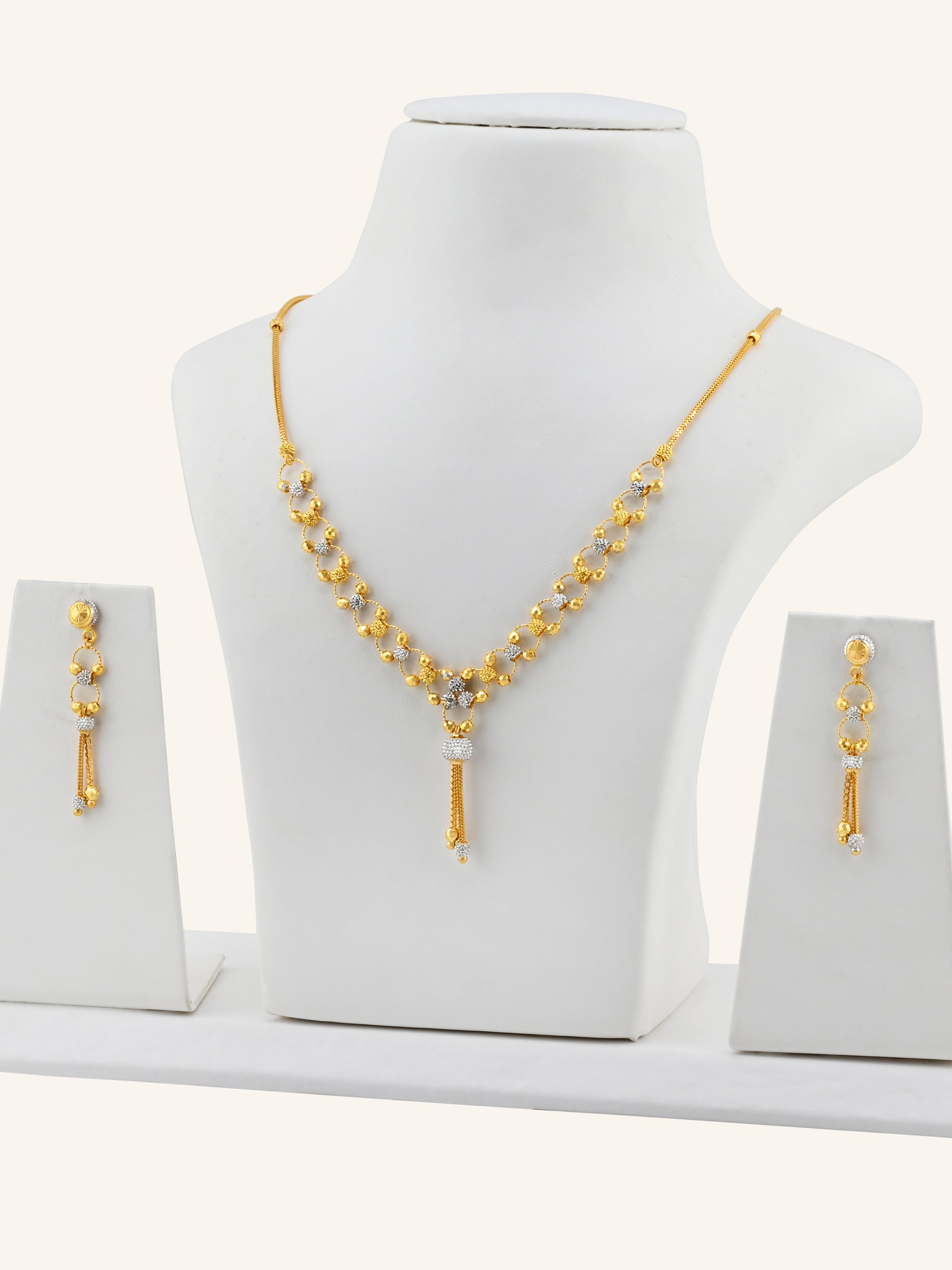 22ct Gold Two-Tone Ball Necklace Set