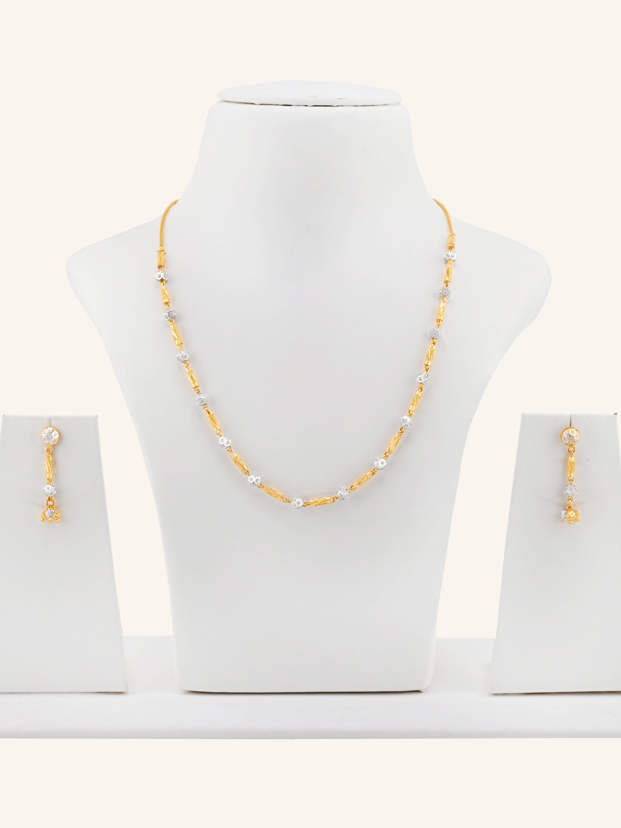 22ct Gold Two-Tone Ball Necklace Set