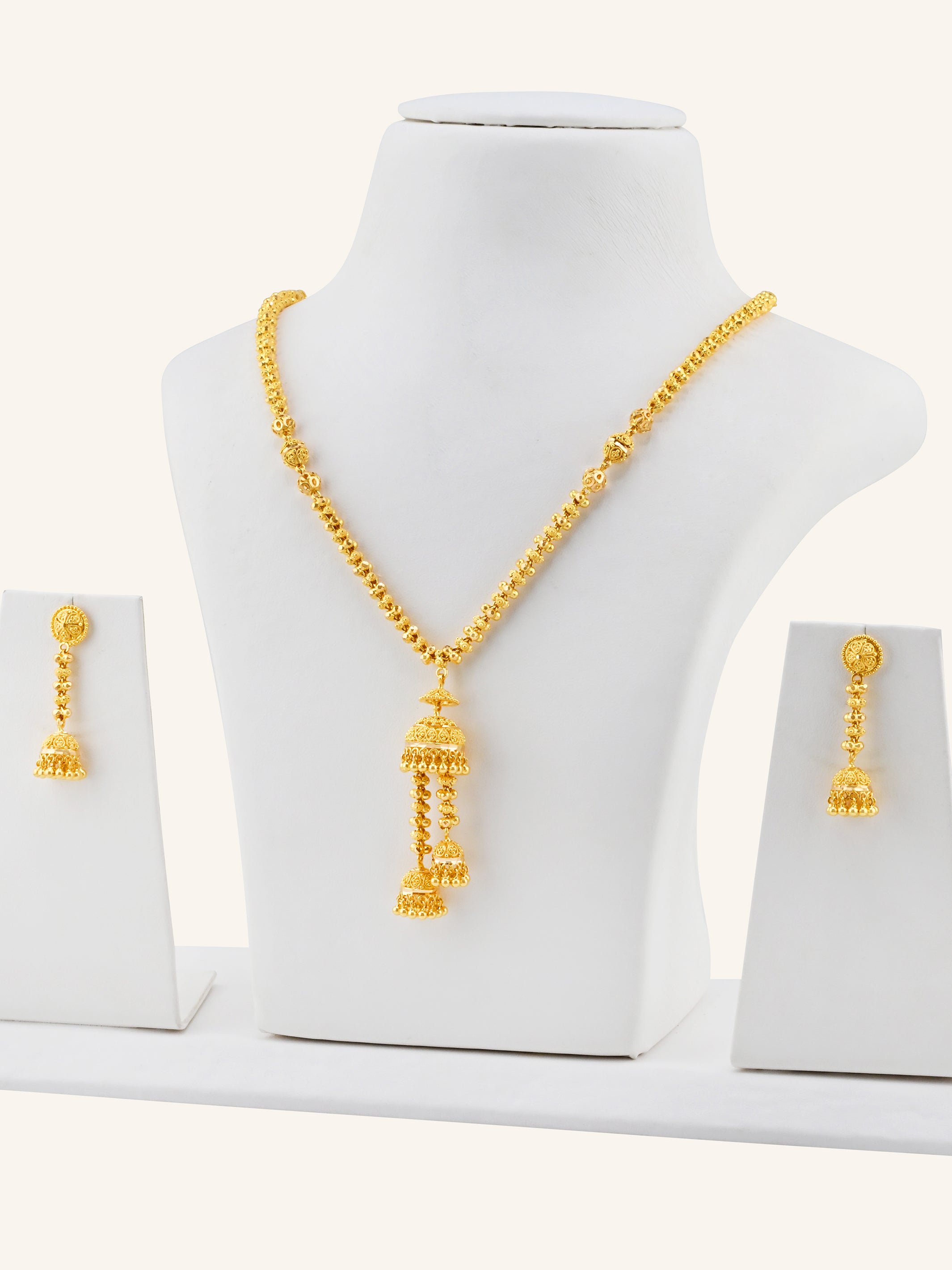 22ct Gold Jhumki Necklace Set