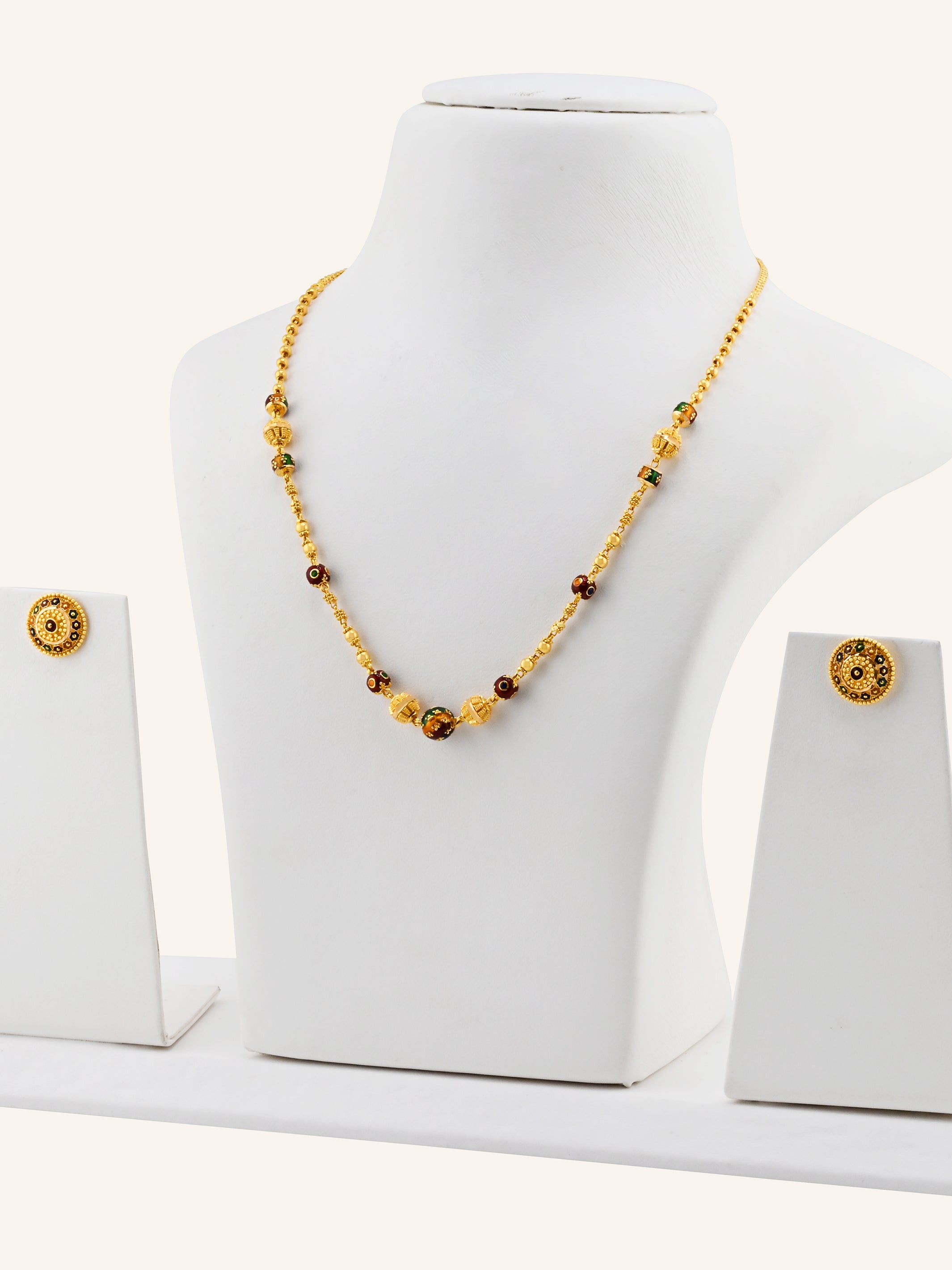 22ct Gold Minakari Ball Necklace Set