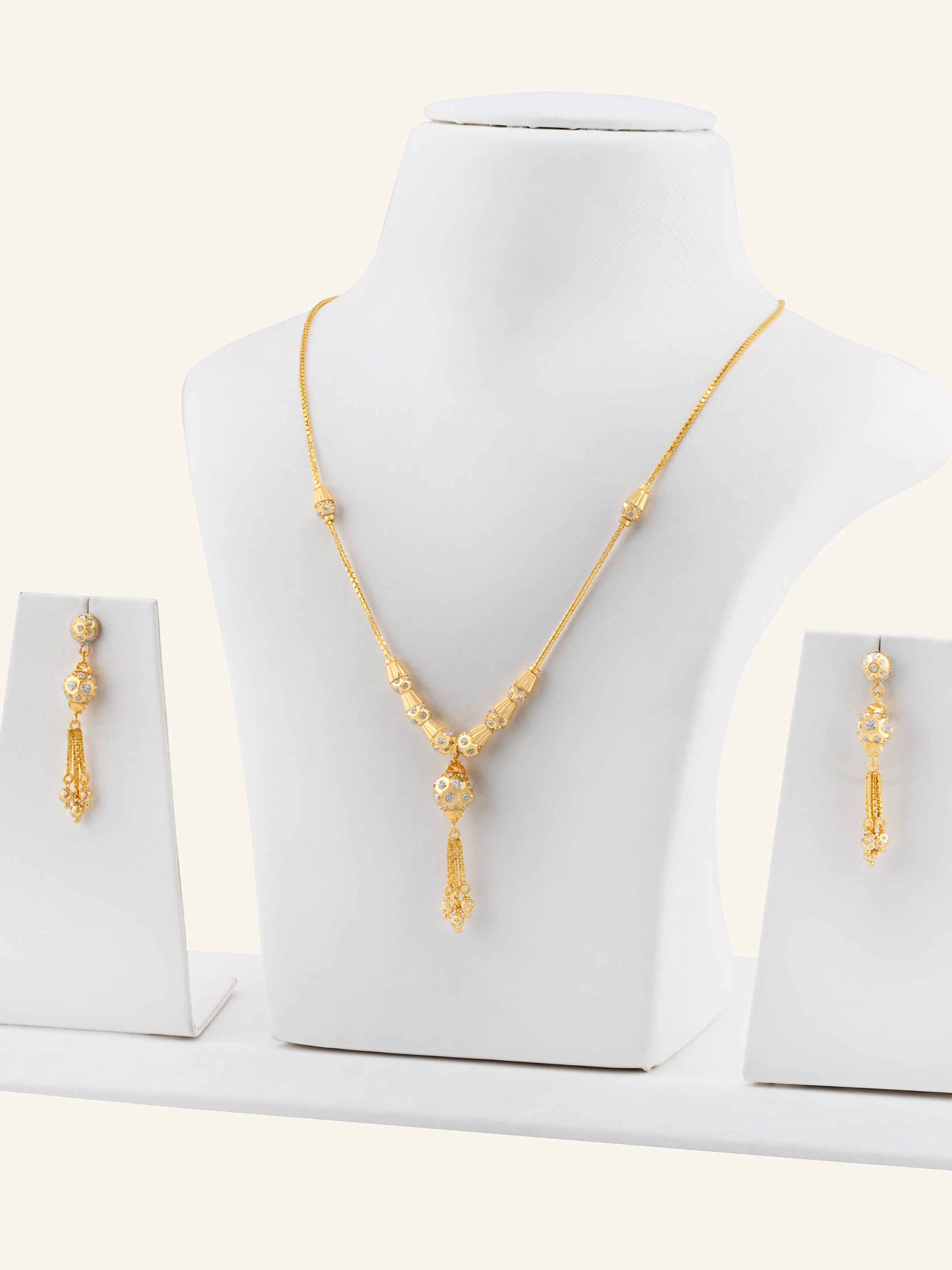 22ct Gold Two-Tone Ball Necklace Set