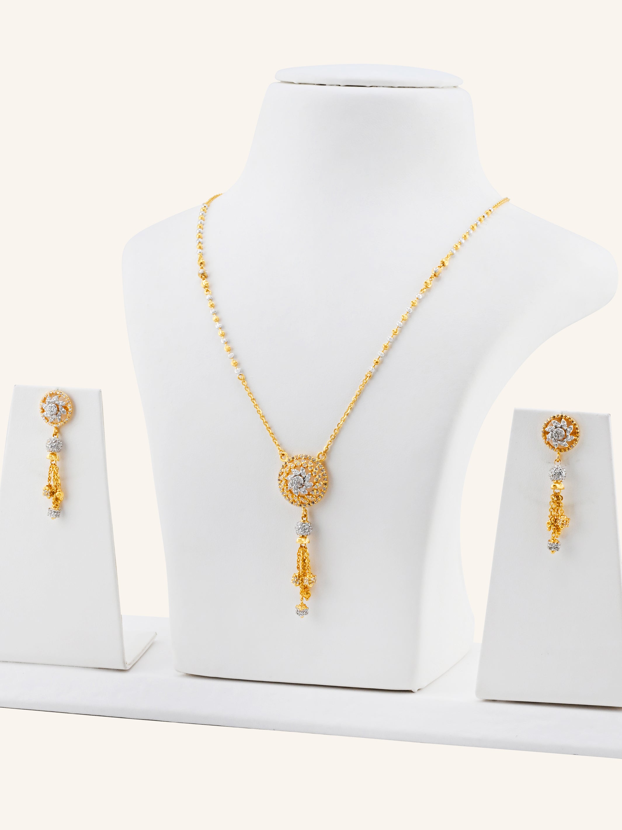 22ct Gold CZ Necklace Set